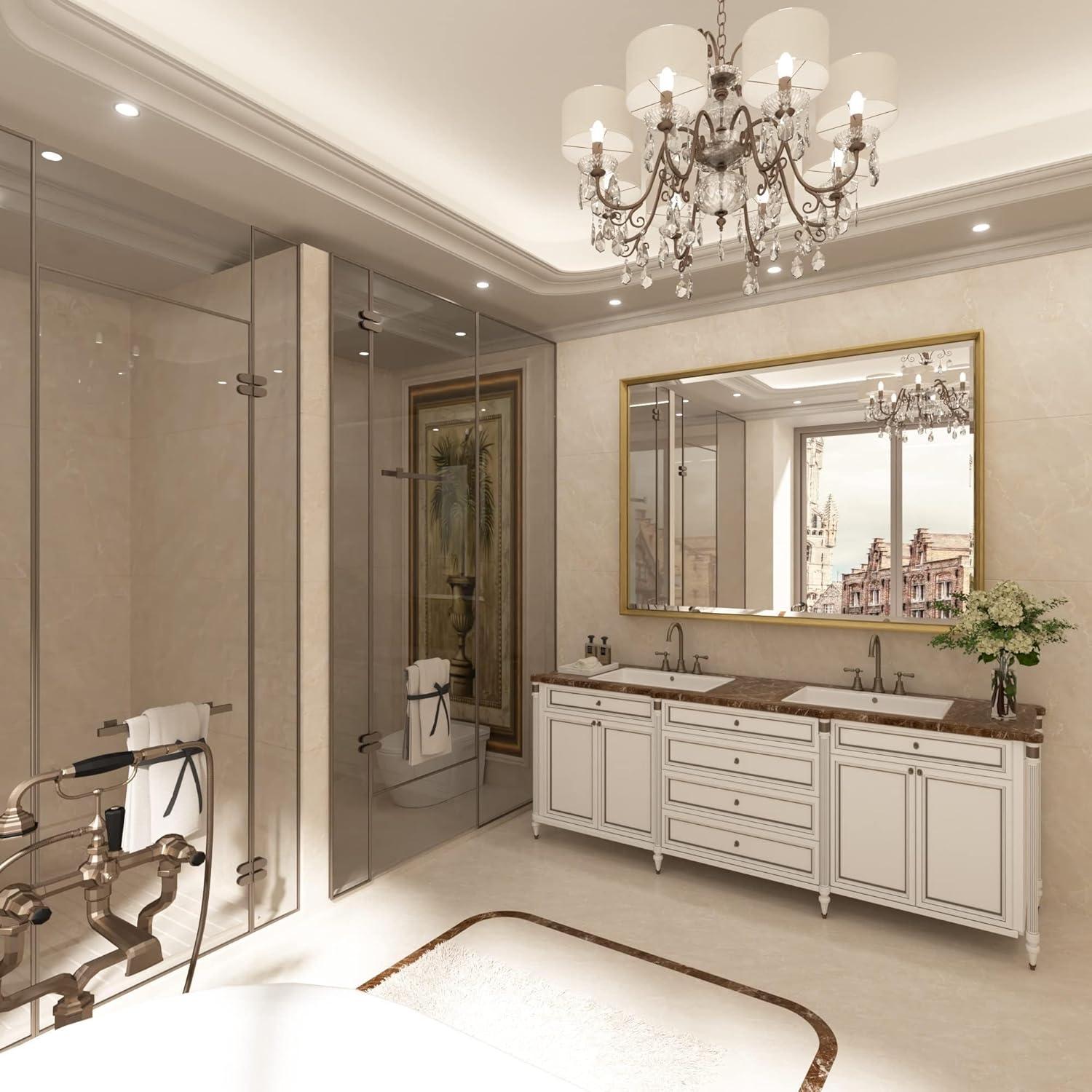 Decorative Wall Mirror Beveled Design, Bathroom Vanity Mirror Accent Mirror Finish