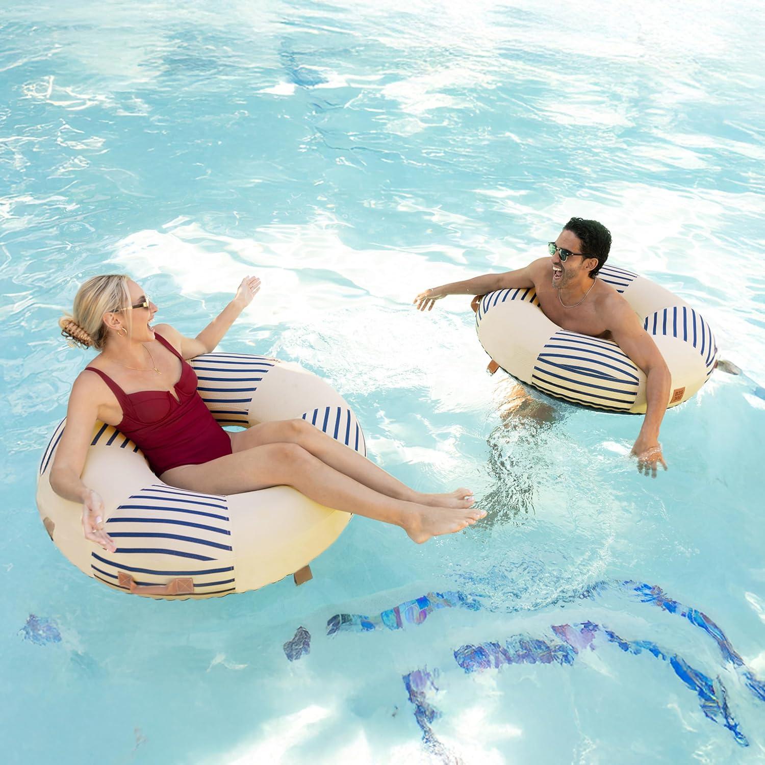 Big Joe Lux Ring Premium Pool Float, Cape Stripe, Durable UV Protected