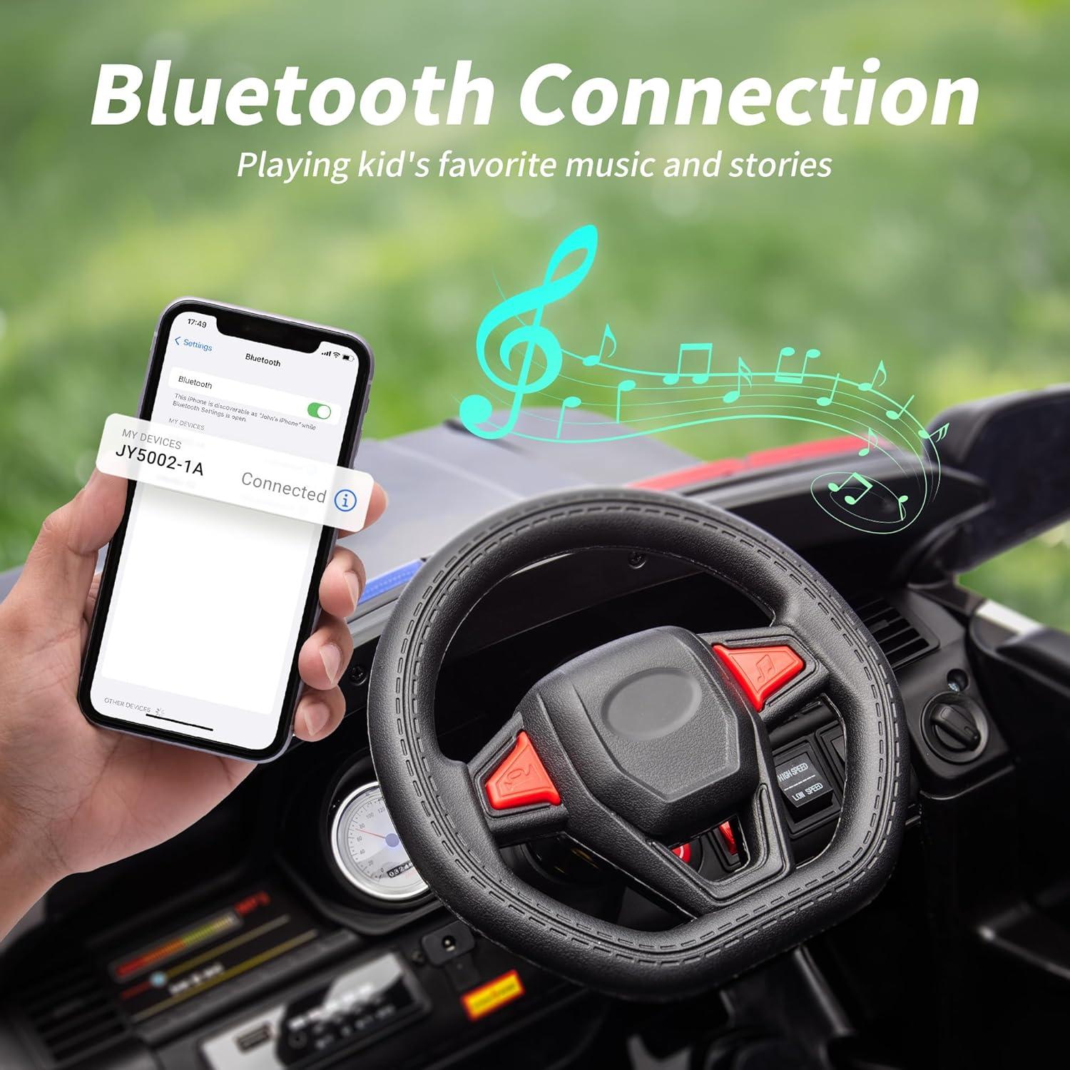 Outfunny Electric Police Car for Kids, 12 Volt Kids Ride on Toy Car with Remote Control, Bluetooth, Megaphone