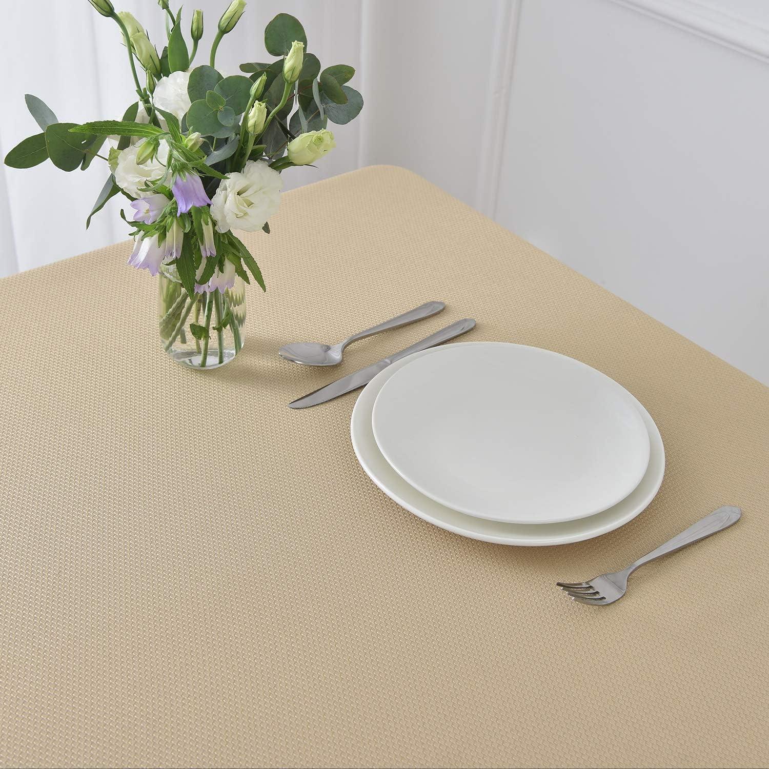 Jacquard Square Tablecloth Stain Resistant Waterproof Wrinkle Resistant Washable Soft Table Cloth, Decorative Fabric Table Cover for Dining Room, Indoor and Outdoor Use, 52 x 52 Inch, Beige