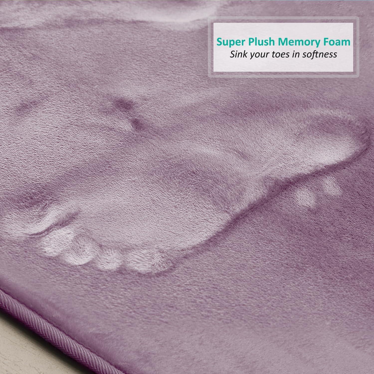 Hearth & Harbor 2 Piece Bathroom Rugs Bath Mat Set, Non-Slip Velvet Memory Foam Bath Mats, Dusty Purple