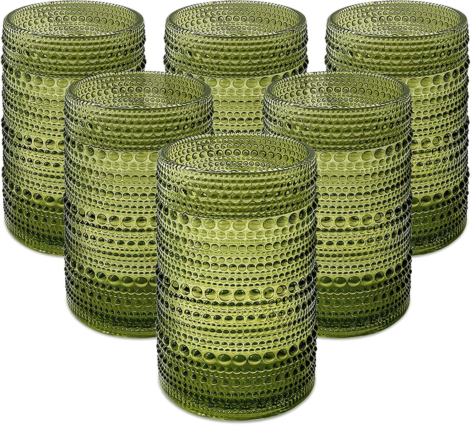 Vintage Glassware Drinking Glass Set of 6, Nailhead Glass