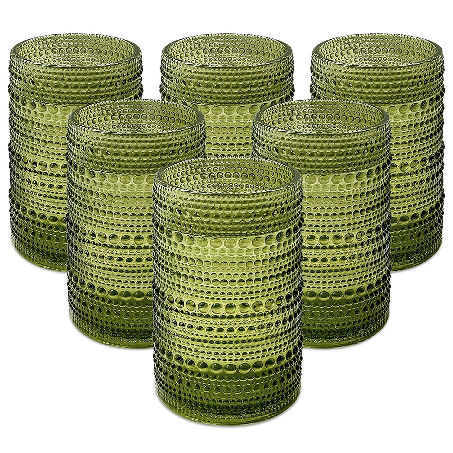 Vintage Glassware Drinking Glass Set of 6, Nailhead Glass