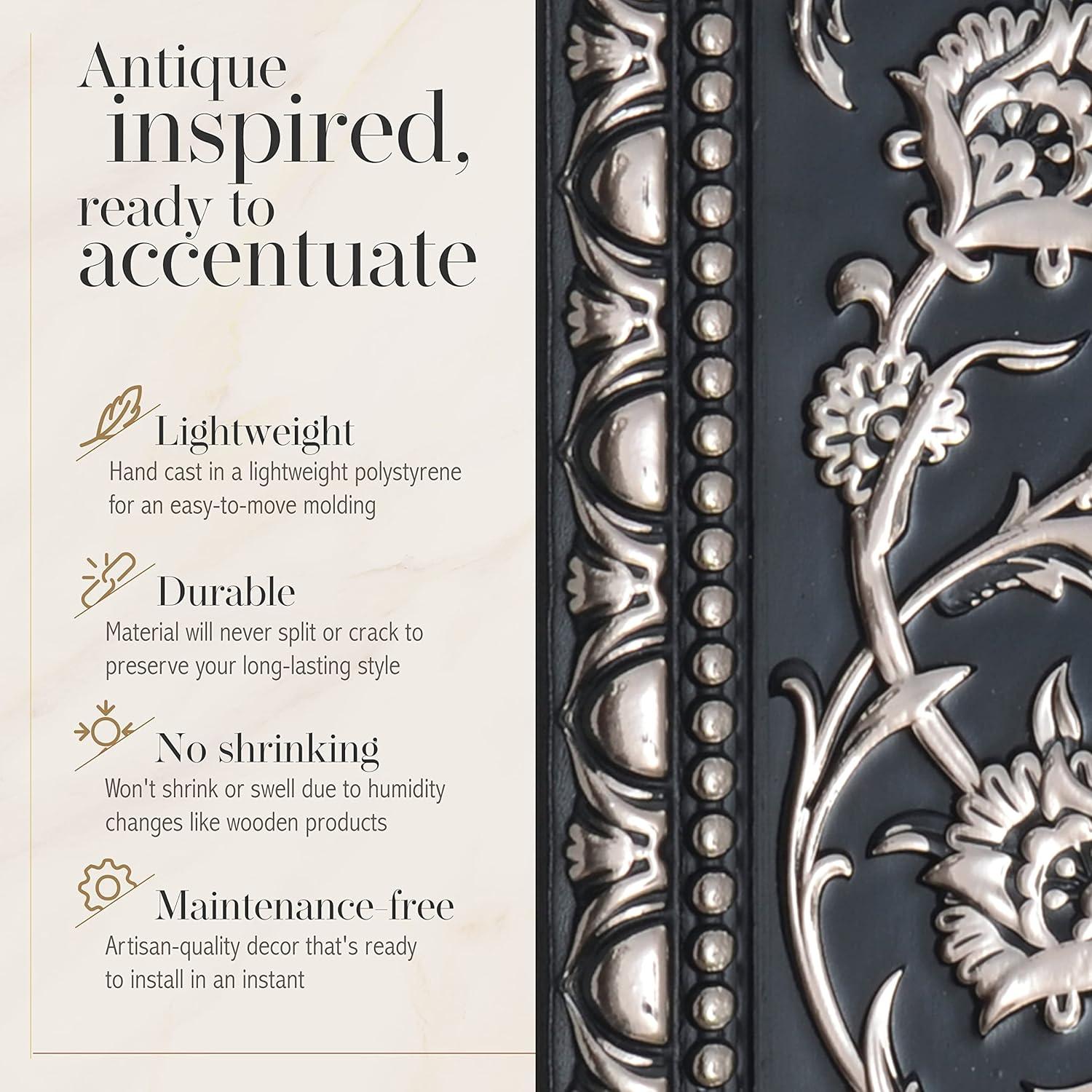 AFD Silver Floral and Black Crown Moulding 94 Inch