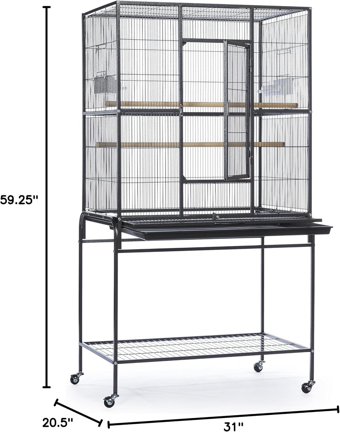 Black Wrought Iron Multi-Level Bird Cage with Stand