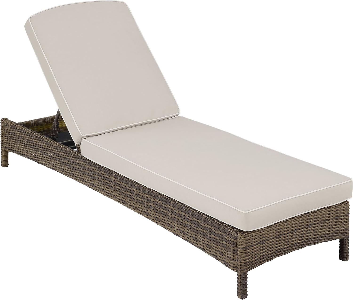 Bradenton Outdoor Wicker Chaise Lounge - Sand - Crosley: Steel Frame, Adjustable, UV-Resistant