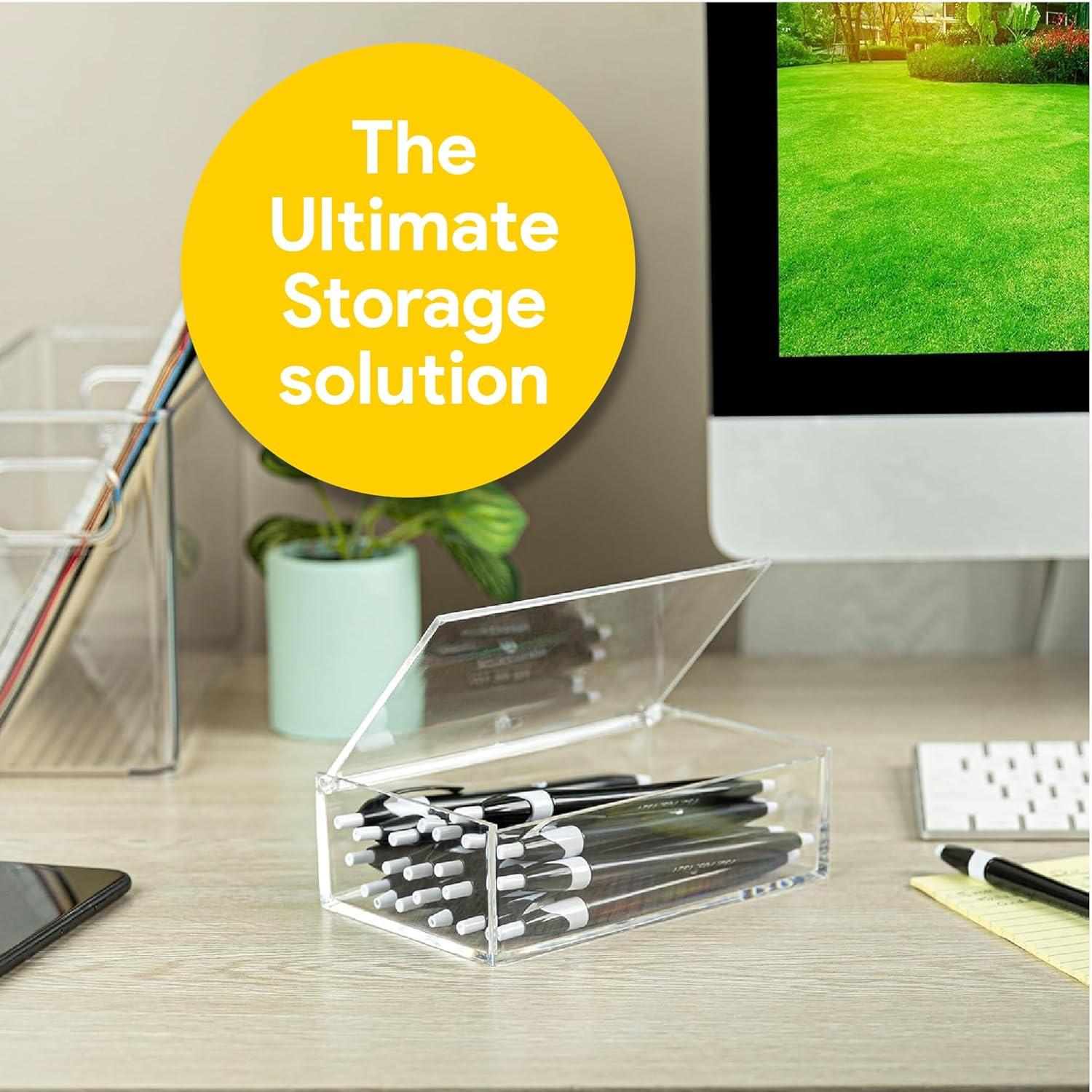 Hammont Rectangle Acrylic Box - Shelf Organizer Bins - Clear Storage Containers - Candy Party Favors | Bathroom Storage | Makeup Cosmetic Organization | 7.5"x3.75"x2" (4 Pack)