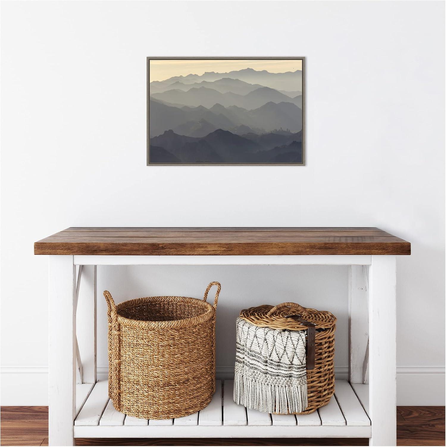 23" x 16" Santa Monica Mountains by Rob Sheppard Danita Delimont Framed Canvas Wall Art - Amanti Art: Hand-Stretched, Sawtooth Back