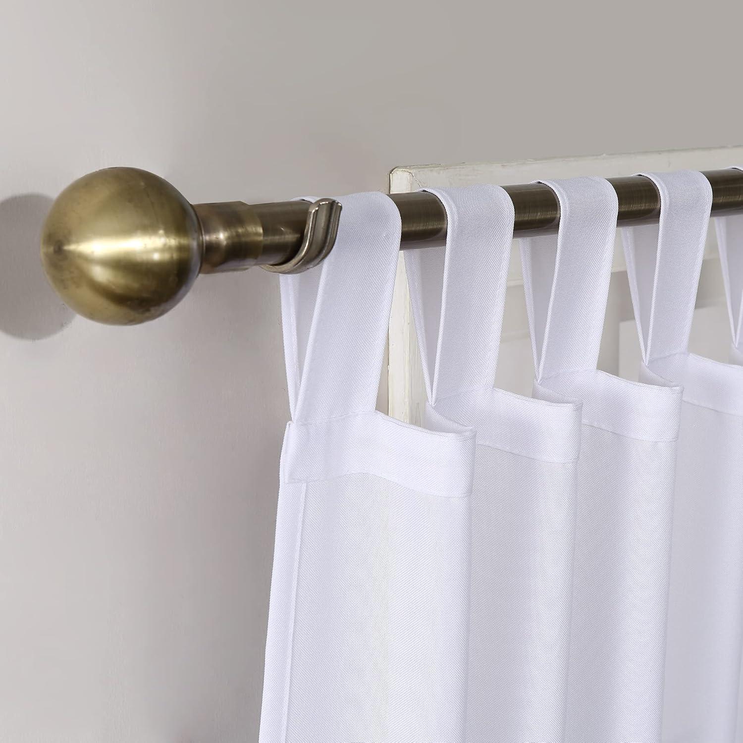 40"x84" No. 918 Light Filtering Semi-Sheer Joshua Heathered Texture Tab Top Curtain Panel White: Transitional Style, Machine Washable