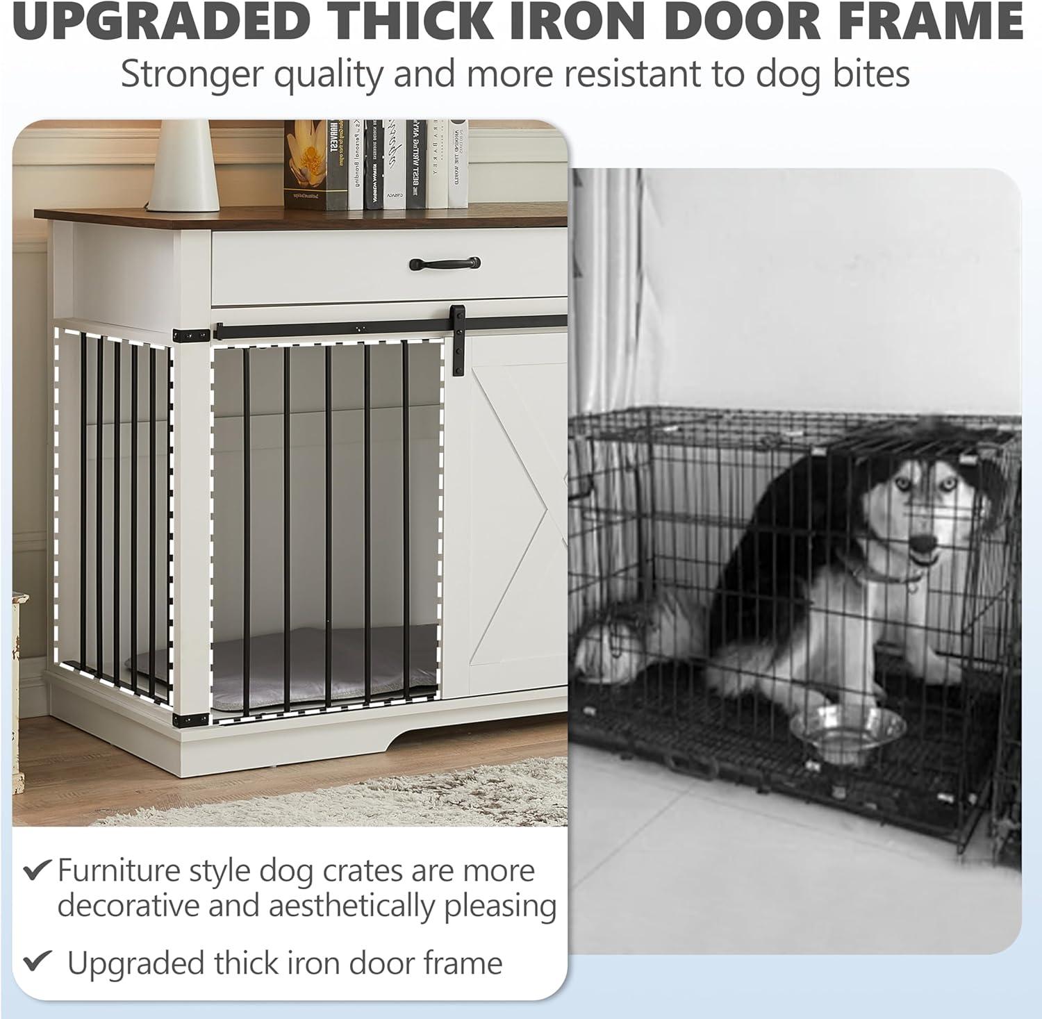 Tucker Murphy Pet™ 37.8''W Modern Dog Crate Furniture With Drawer And Sliding Door