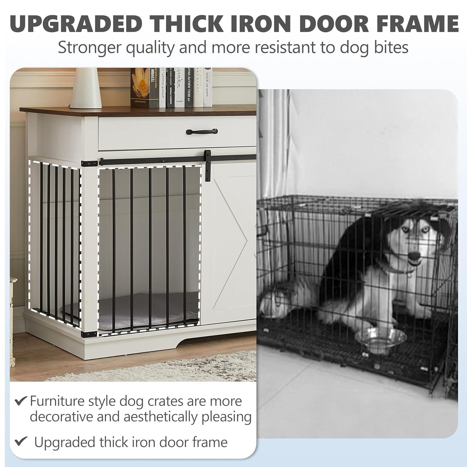 Tucker Murphy Pet™ 37.8''W Modern Dog Crate Furniture With Drawer And Sliding Door