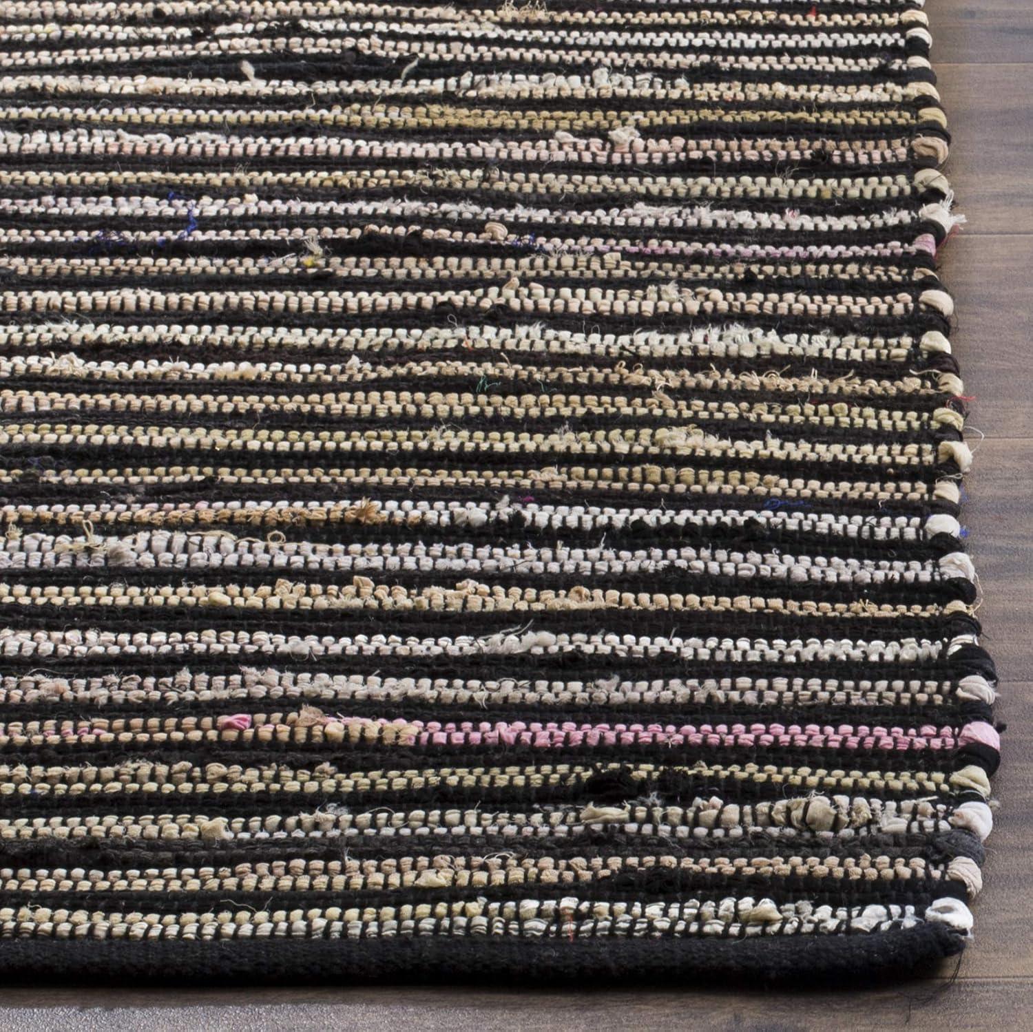 Rag Rug RAR130 Hand Woven Indoor Accent Rug - Black/Multi - 2'x3' - Safavieh.