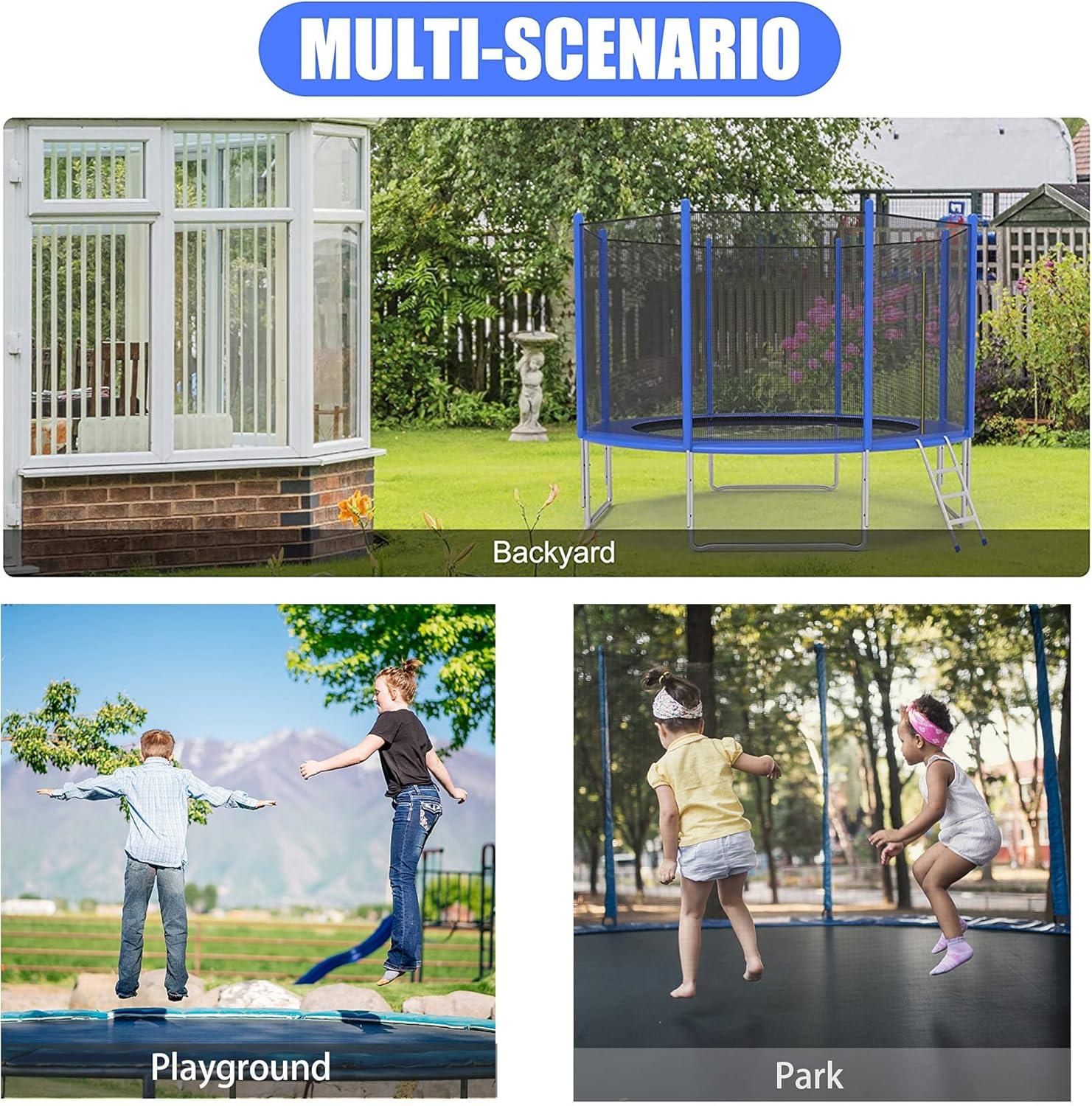 Karmas Product 10' Trampoline with Safety Enclosure Net and Spring Pad