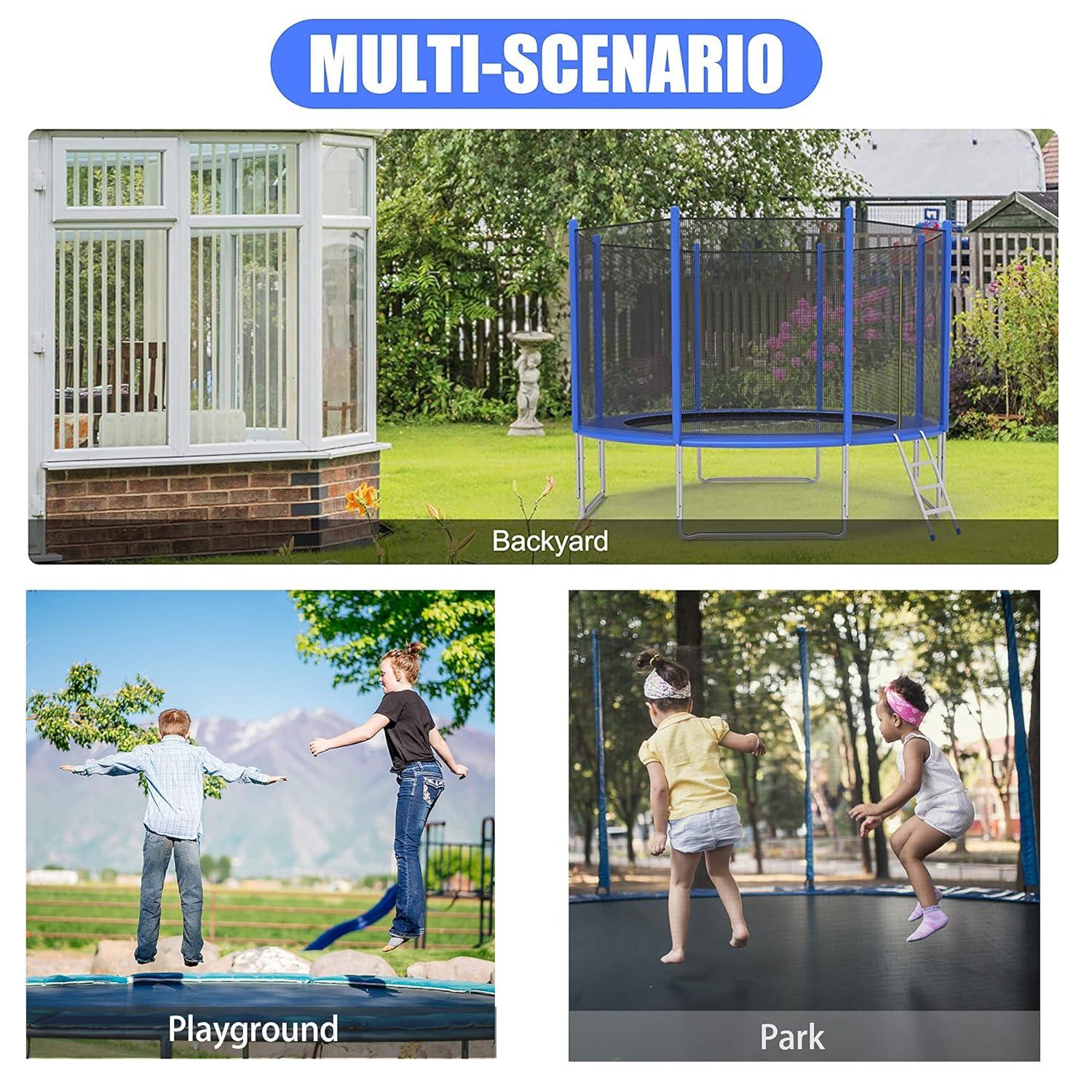 Karmas Product 10' Trampoline with Safety Enclosure Net and Spring Pad