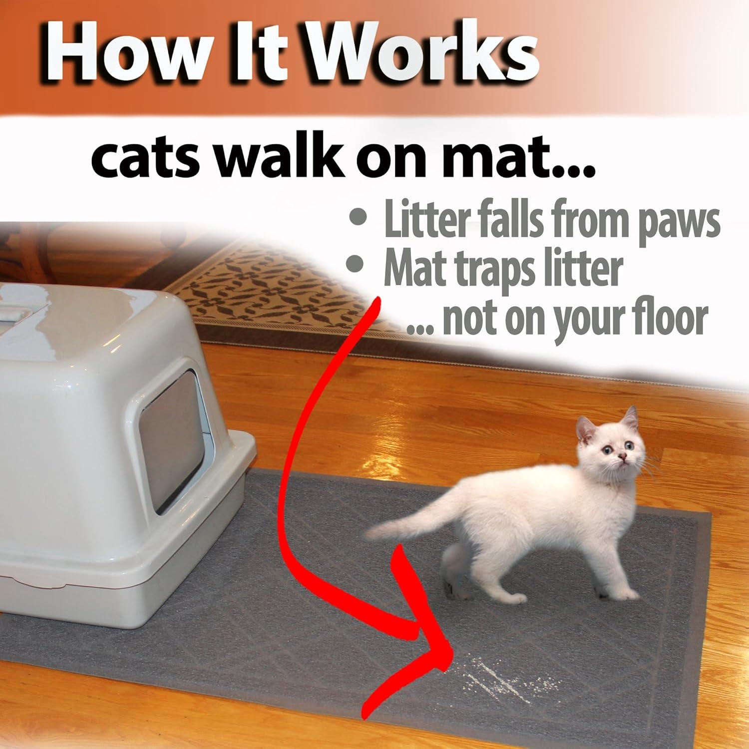 iPrimio Cat Litter Mat - Traps Litter from Paws and Box - Extra Soft Mesh – Phthalate & BPA Free - Suitable for Giant, Jumbo, Small Cats and Kittens - Extra Large (35” x 23.5”) - Blue Gray
