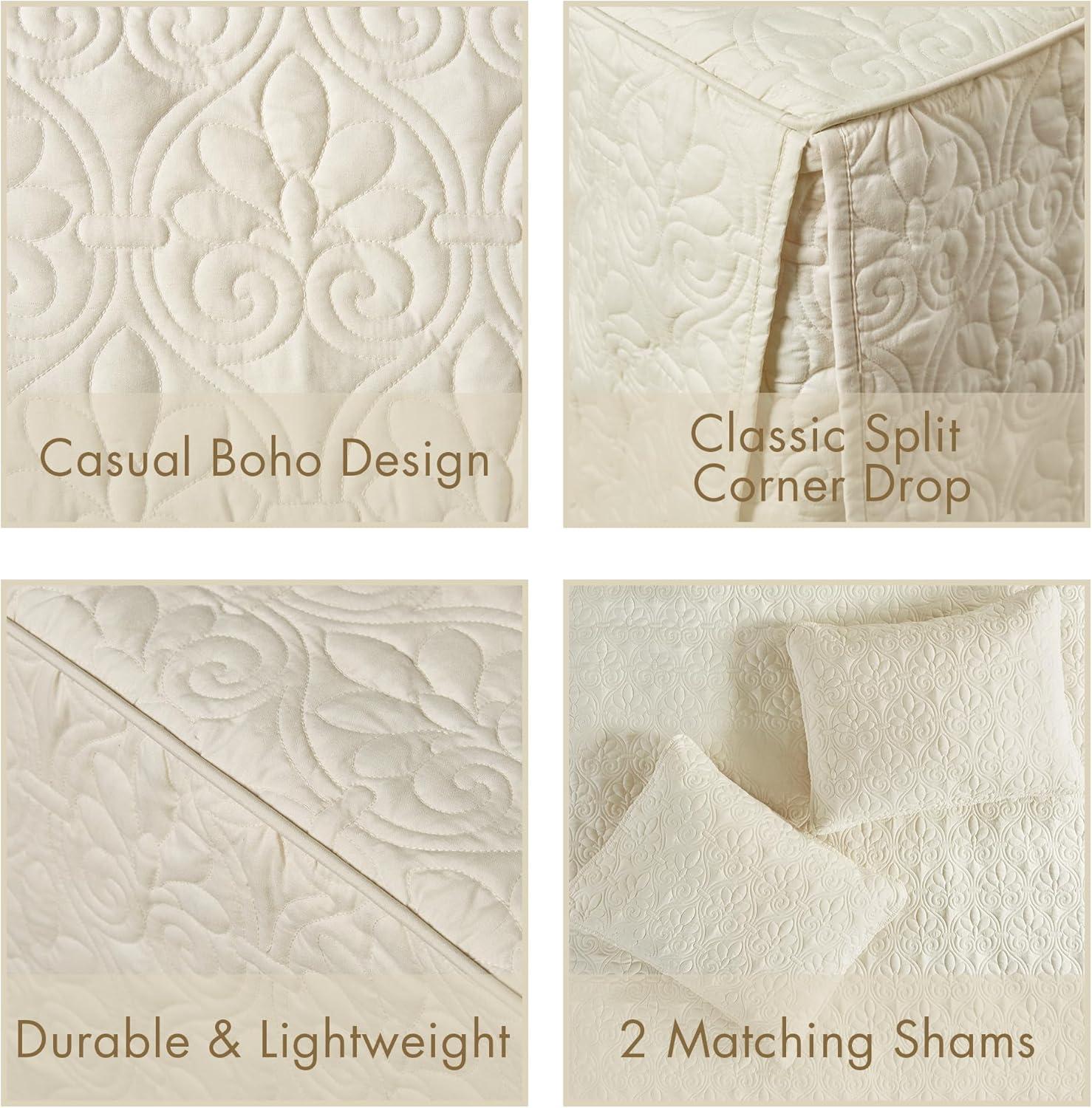 Madison Park Quebec 3 Piece Split Corner Pleated Quilted Bedspread