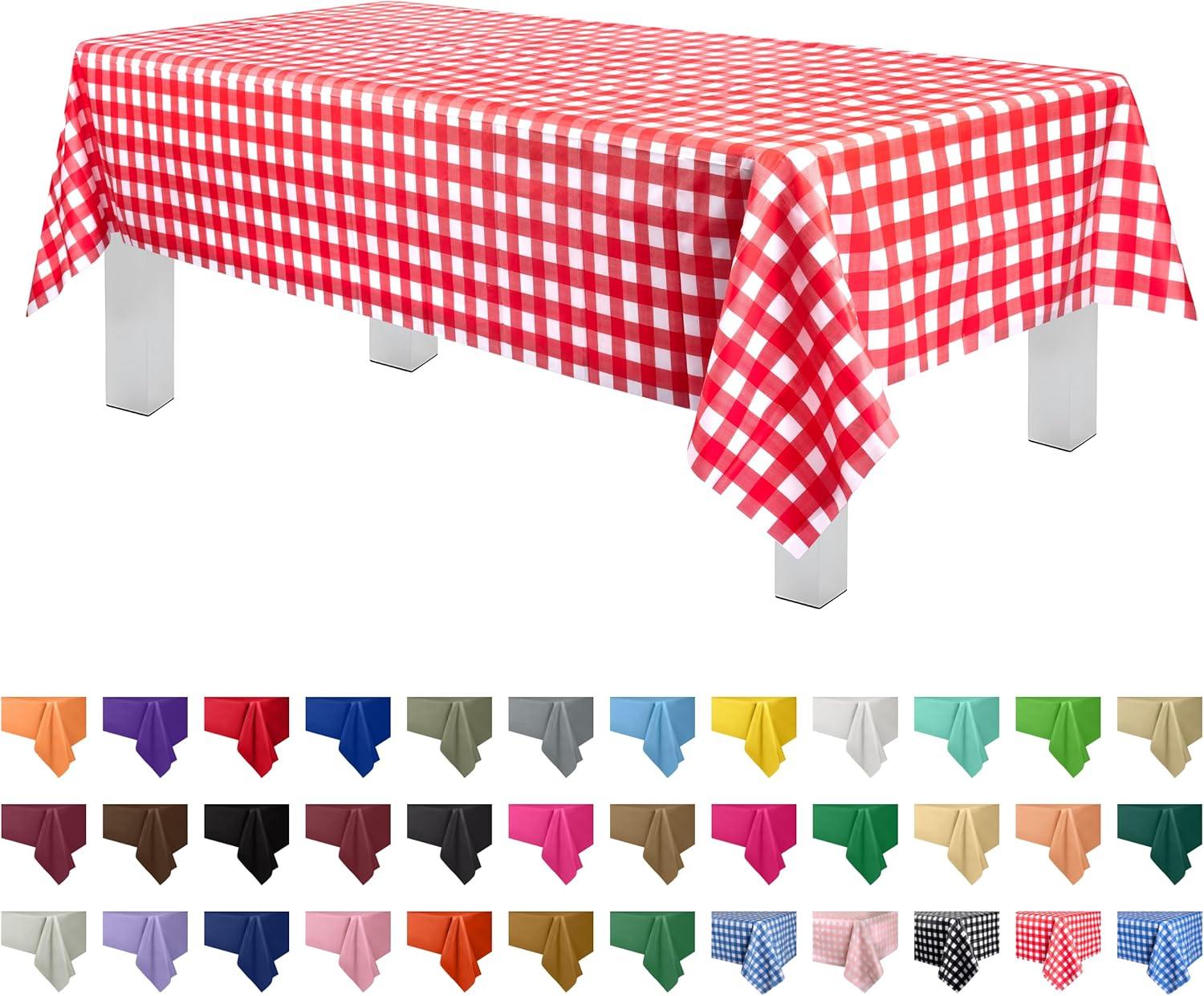 Gold 12-Pack Premium Disposable Plastic Picnic Tablecloths