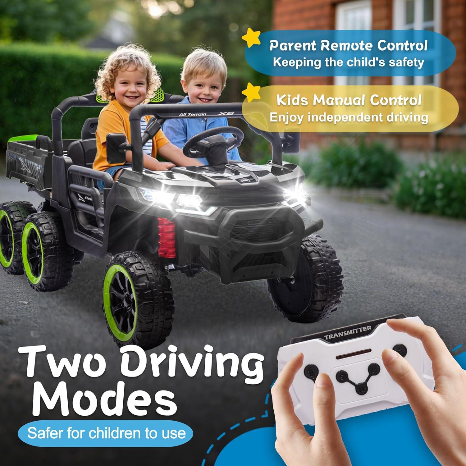 4 Wheels 24V Ride on Dump Truck Toys 2 Seater Kids Ride On UTV Car with Remote Control,Electric Dump Bed
