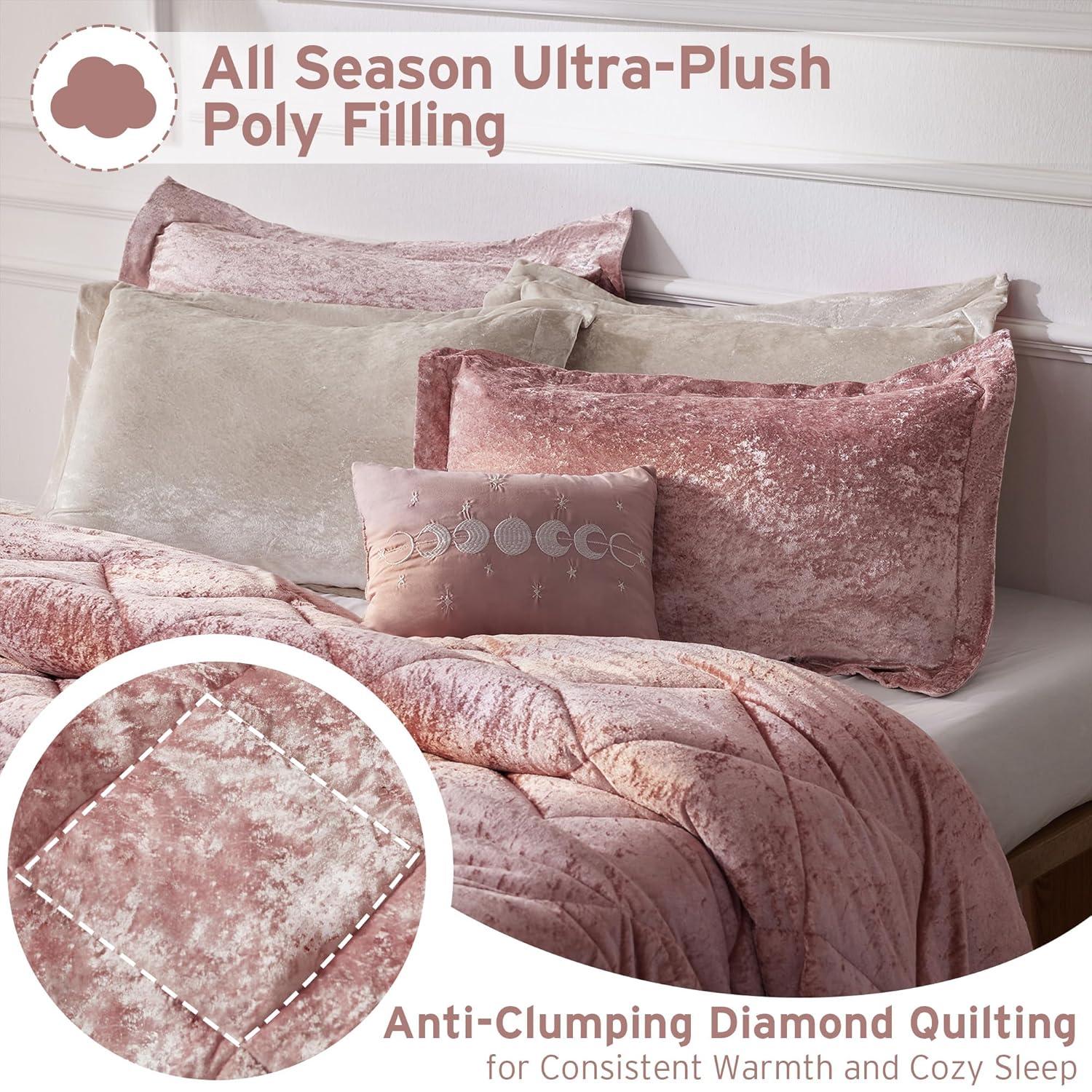 Intelligent Design Felicia Crushed Velvet Comforter Set with Throw Pillow