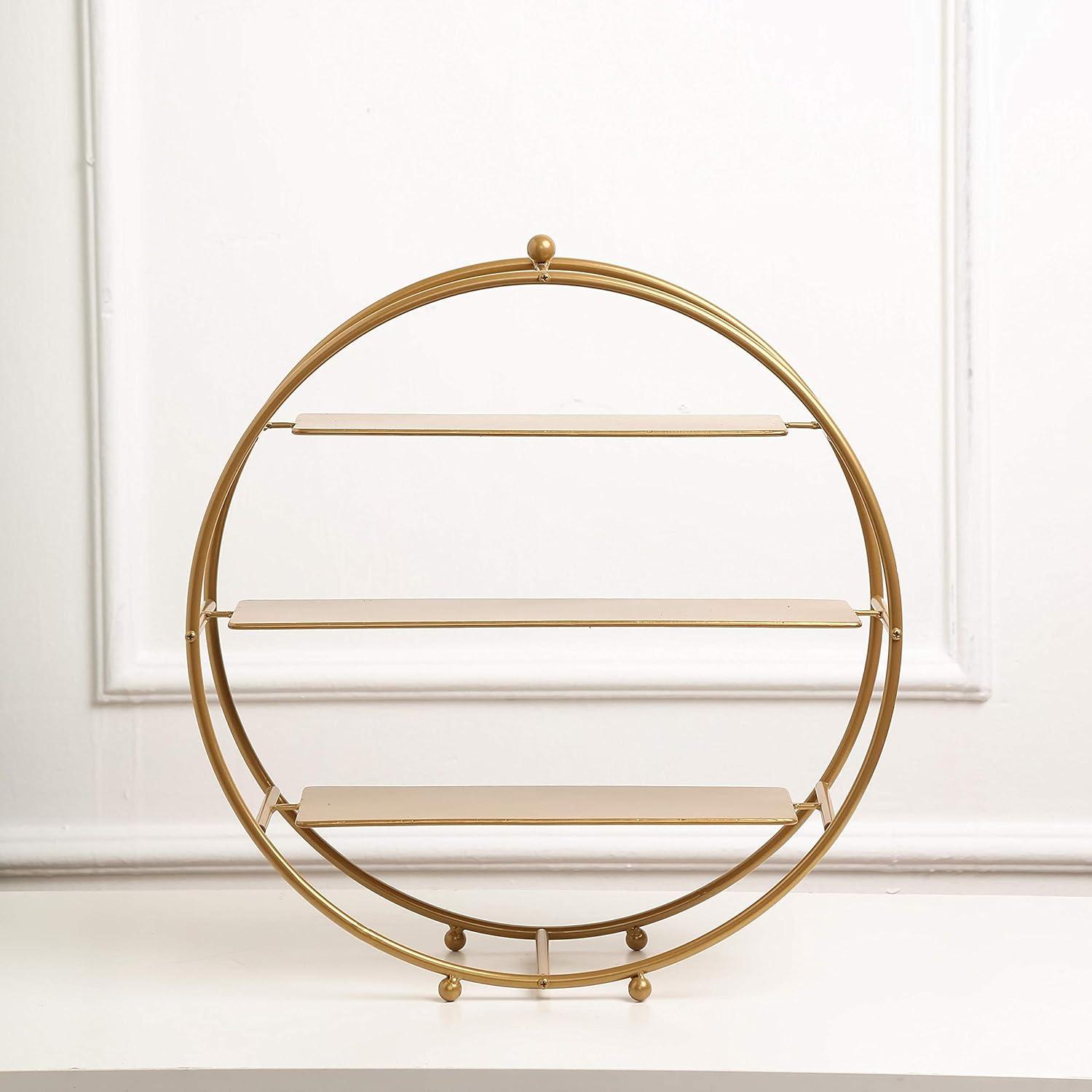 Balsa Circle 20.5" Round Metal 3 - Tier Wedding Pedestal Dessert Stand , Gold