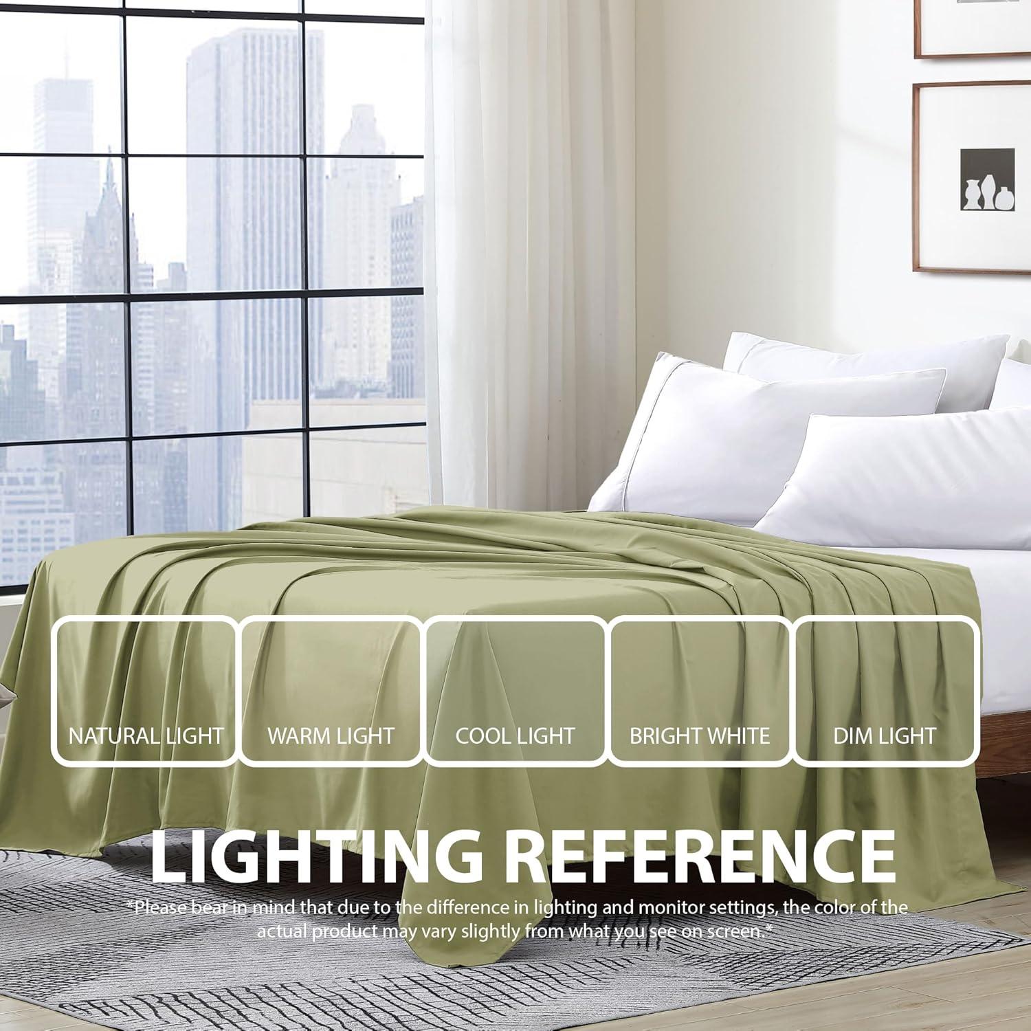 Swift Home | 1-Piece Microfiber Flat Sheet Sage King