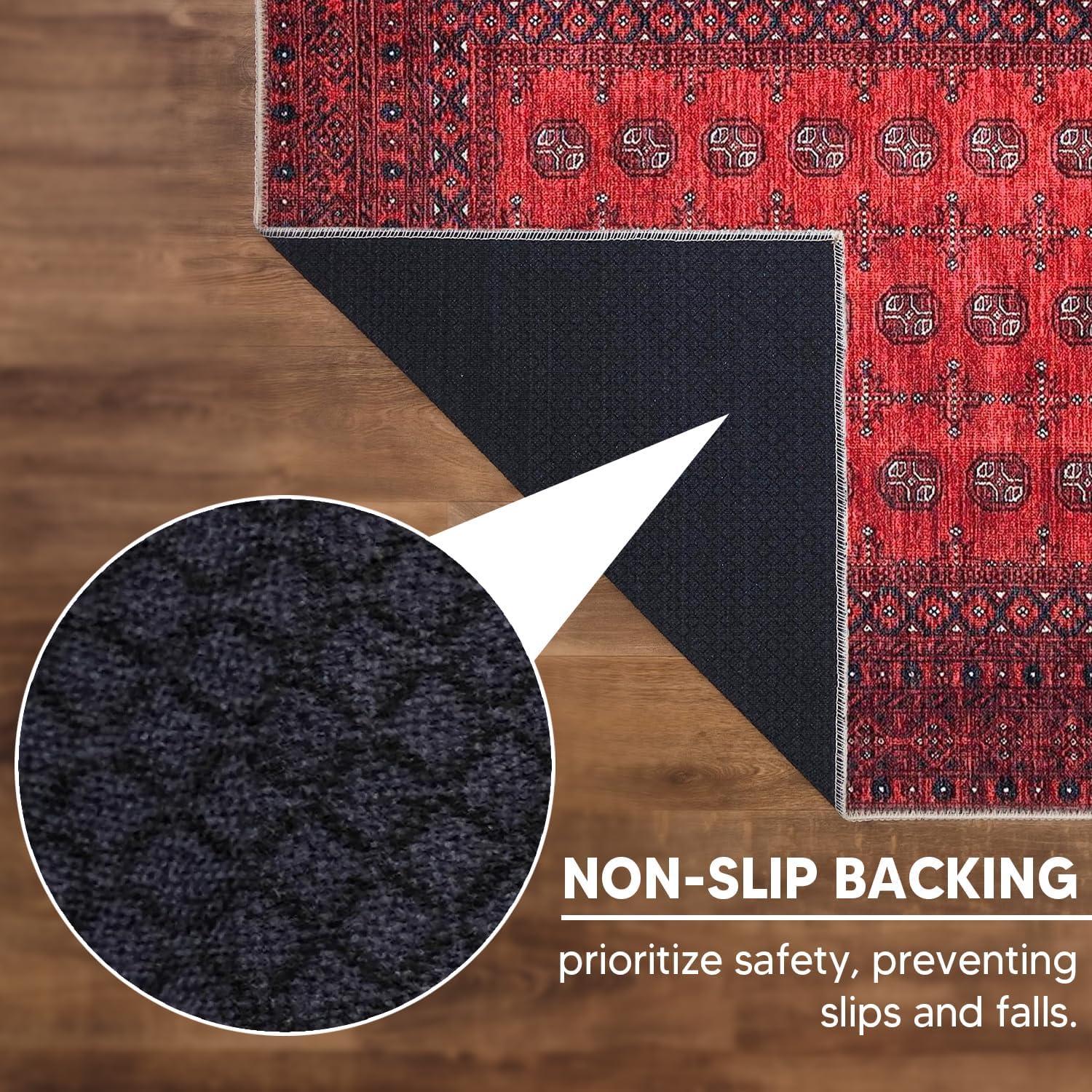 Keen Home Design Machine Washable Area Rugs with Non-slip Backing, Ideal for Hallway, Living Room, Bedroom, Kitchen and Laundry Room, Vintage Moroccan and Low Pile Rug ( 3' x 5' )