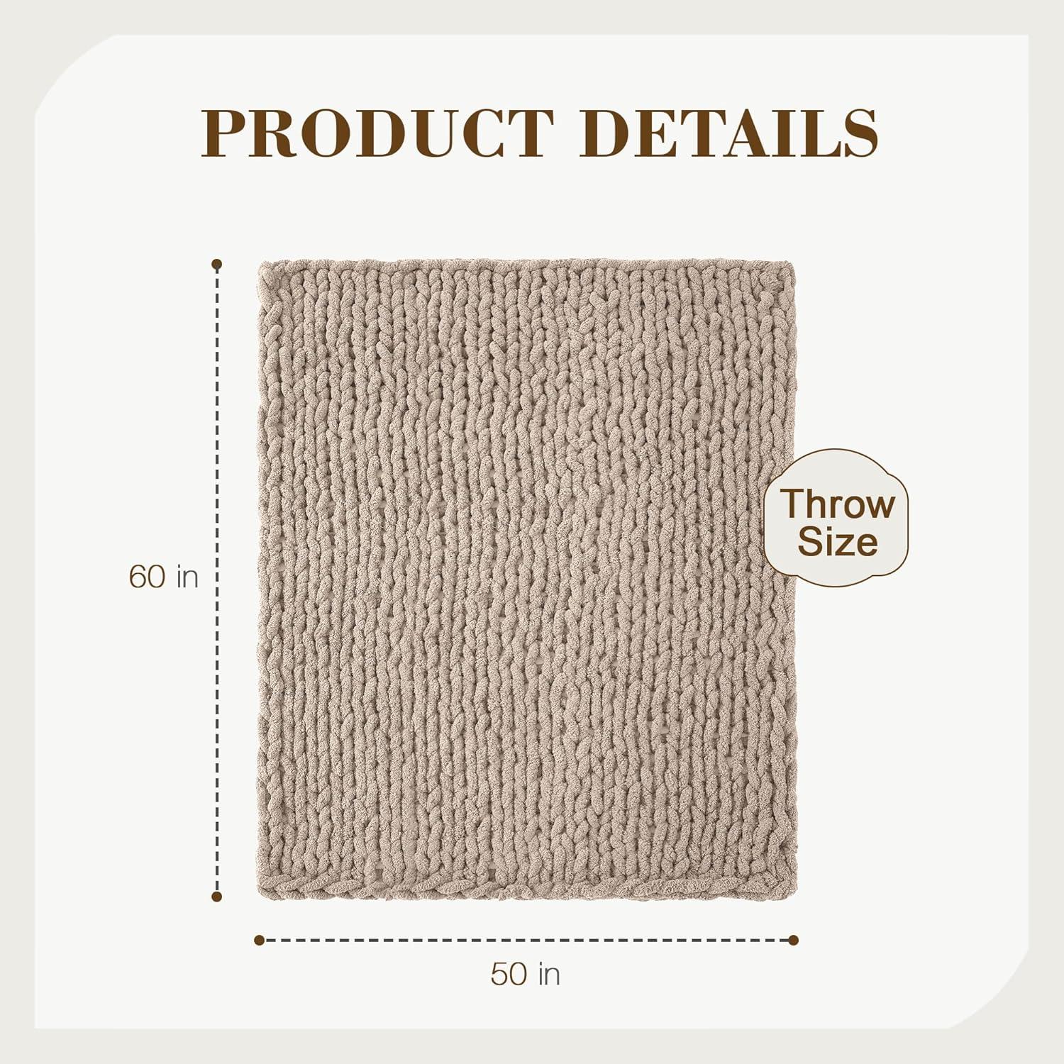 Carriediosa Chunky Knit Throw Blanket Handmade Soft Throws for Couch Sofa Bed, 50" x 60" Taupe
