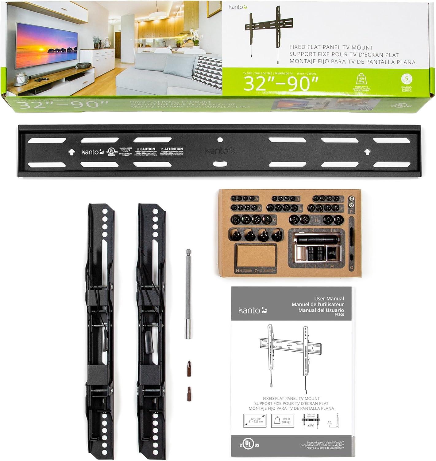 Kanto Black Fixed Wall Mount for Greater than 50" Screens Holds up to 150 lbs | Wayfair