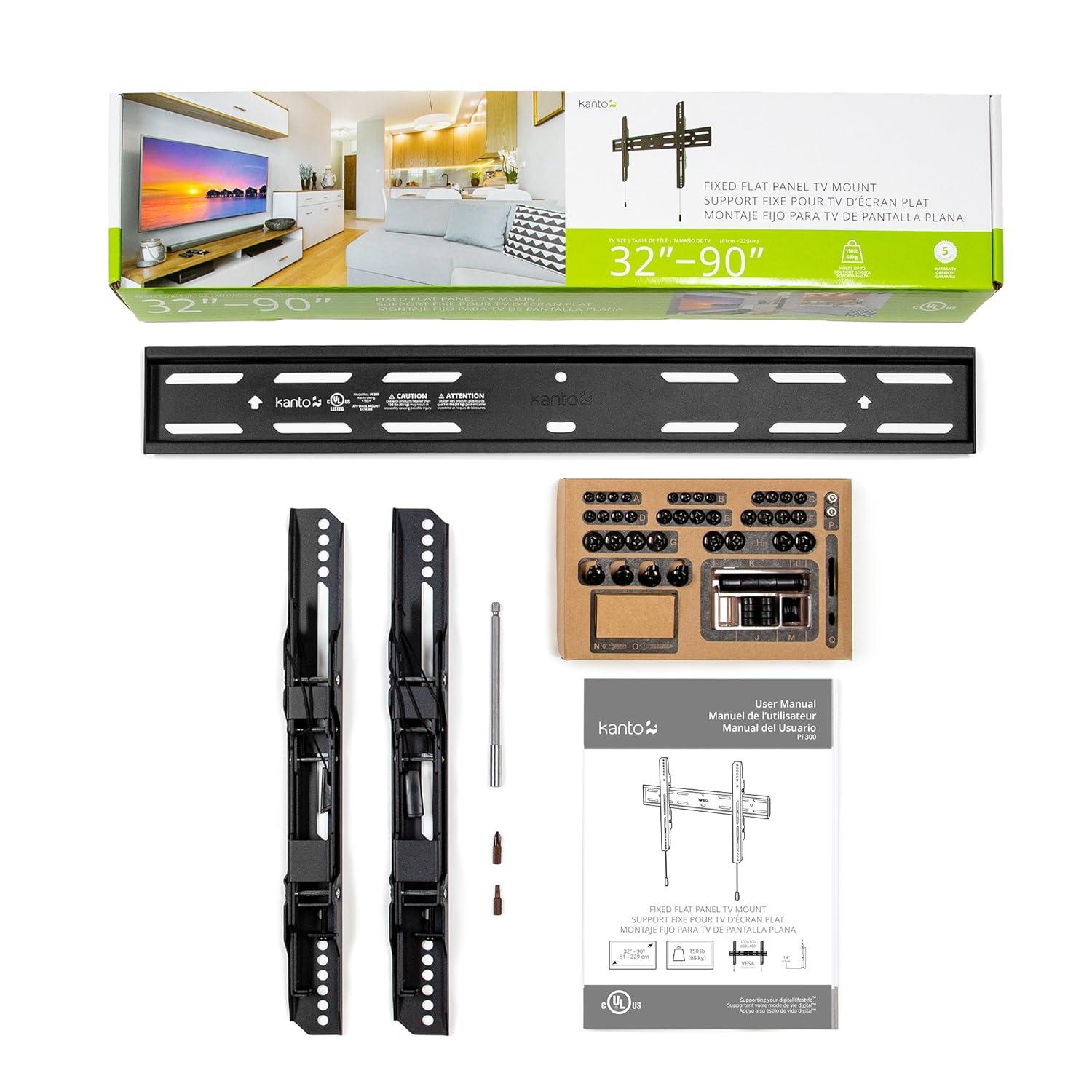 Kanto Black Fixed Wall Mount for Greater than 50" Screens Holds up to 150 lbs | Wayfair