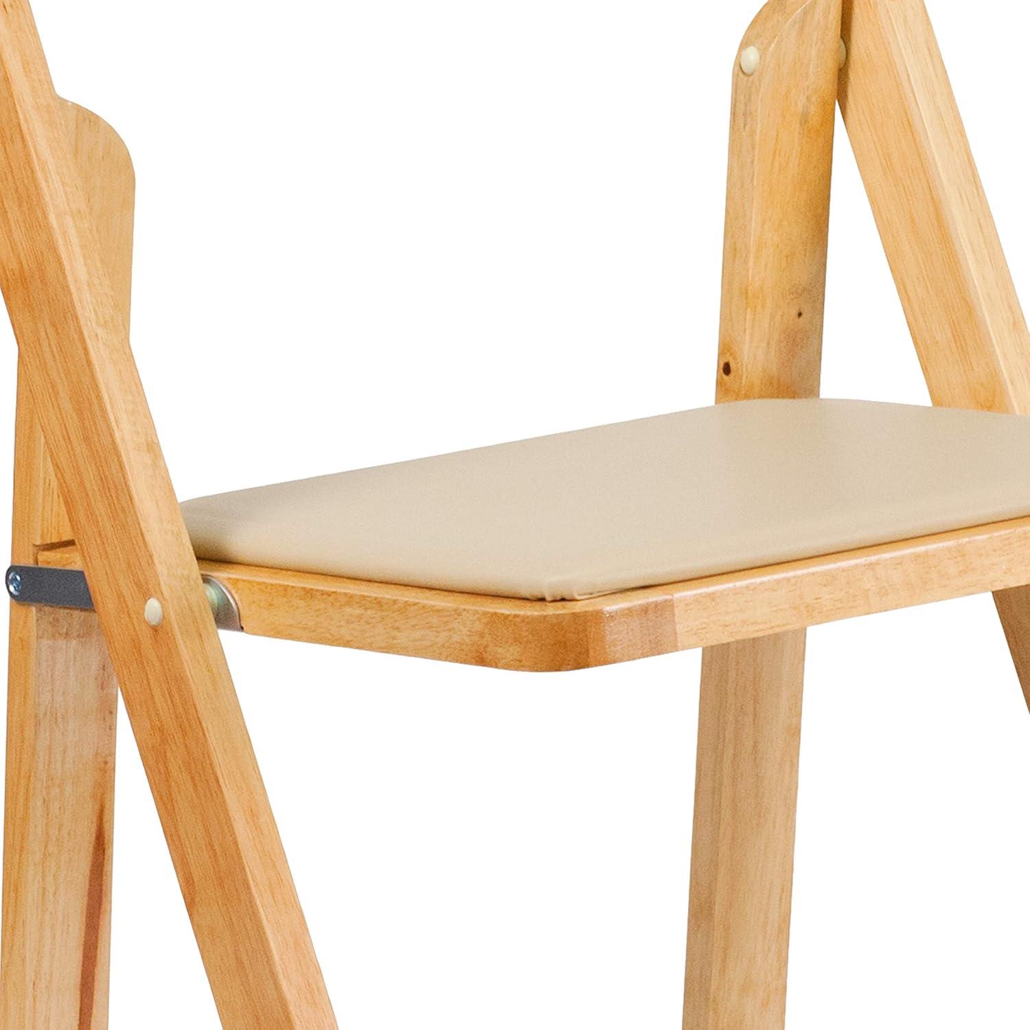 Hercules Series Natural Beechwood Folding Chair with Detachable Vinyl Seat