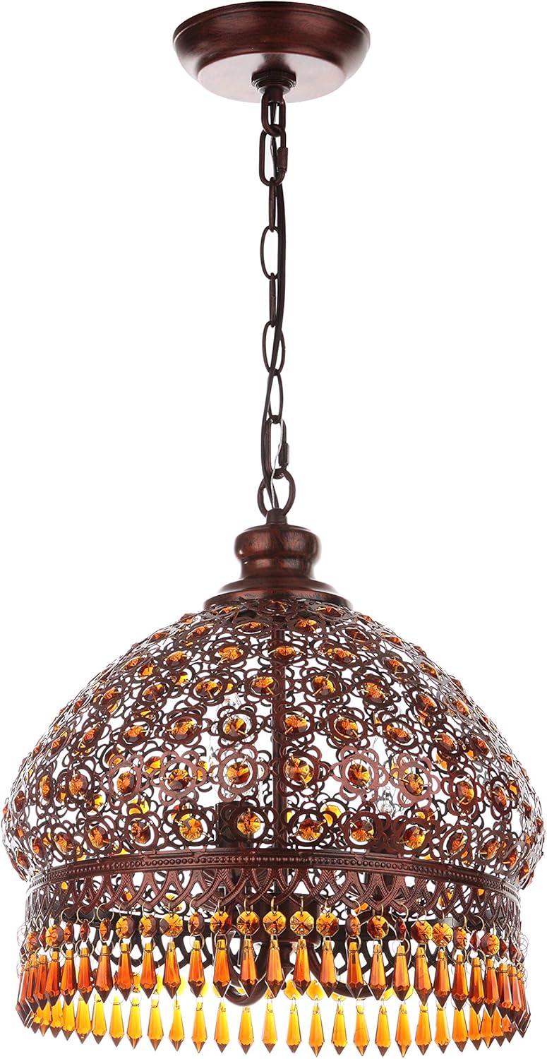 Sultan Jeweled Pendant Lamp - LIT4496 - Dark Brown - Safavieh