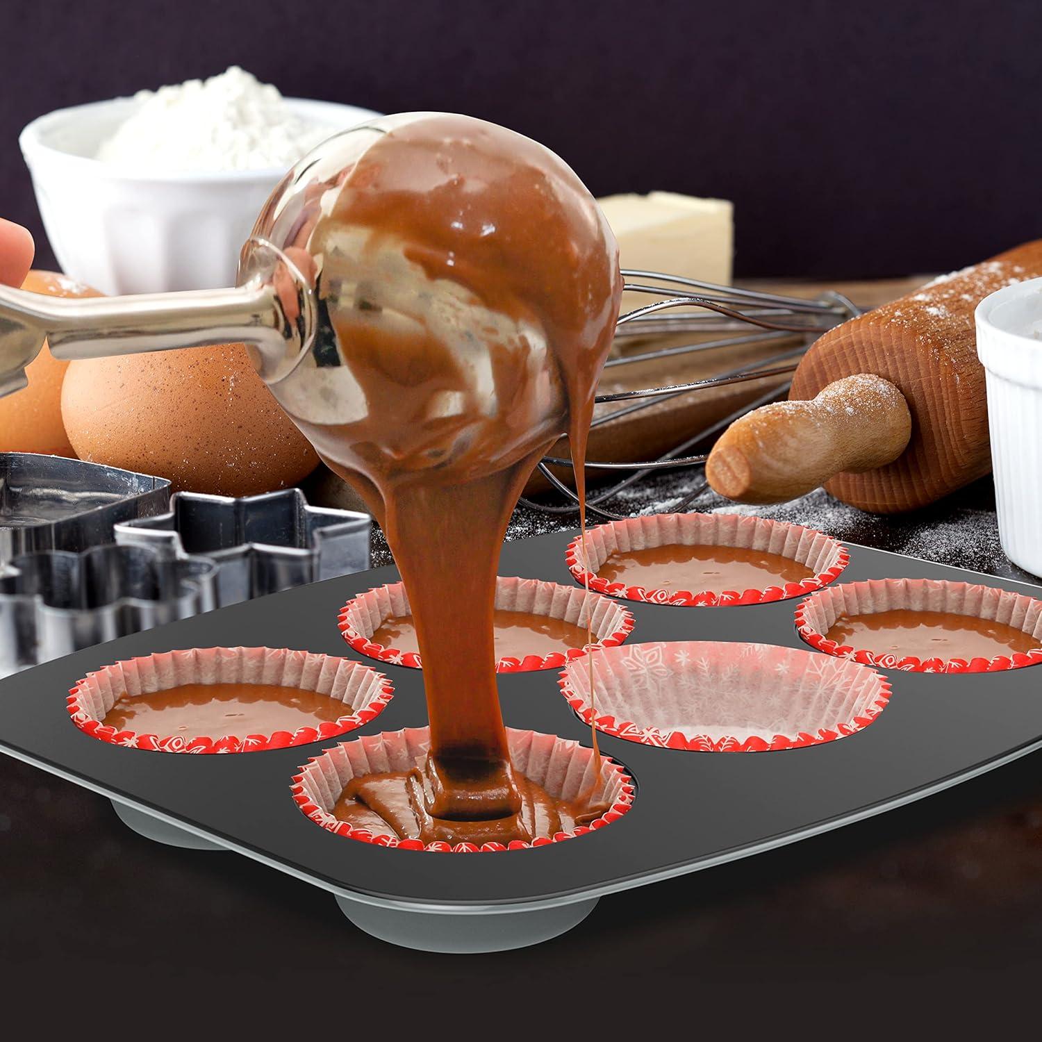 NutriChef 8-Piece Nonstick Stackable Bakeware Set - Pfoa, Pfos, Ptfe Free Baking Tray Set W/ Non-Stick Coating, 450°F Oven Safe, Round Cake, Loaf, Muffin, Wide/Square Pans, Cookie Sheet