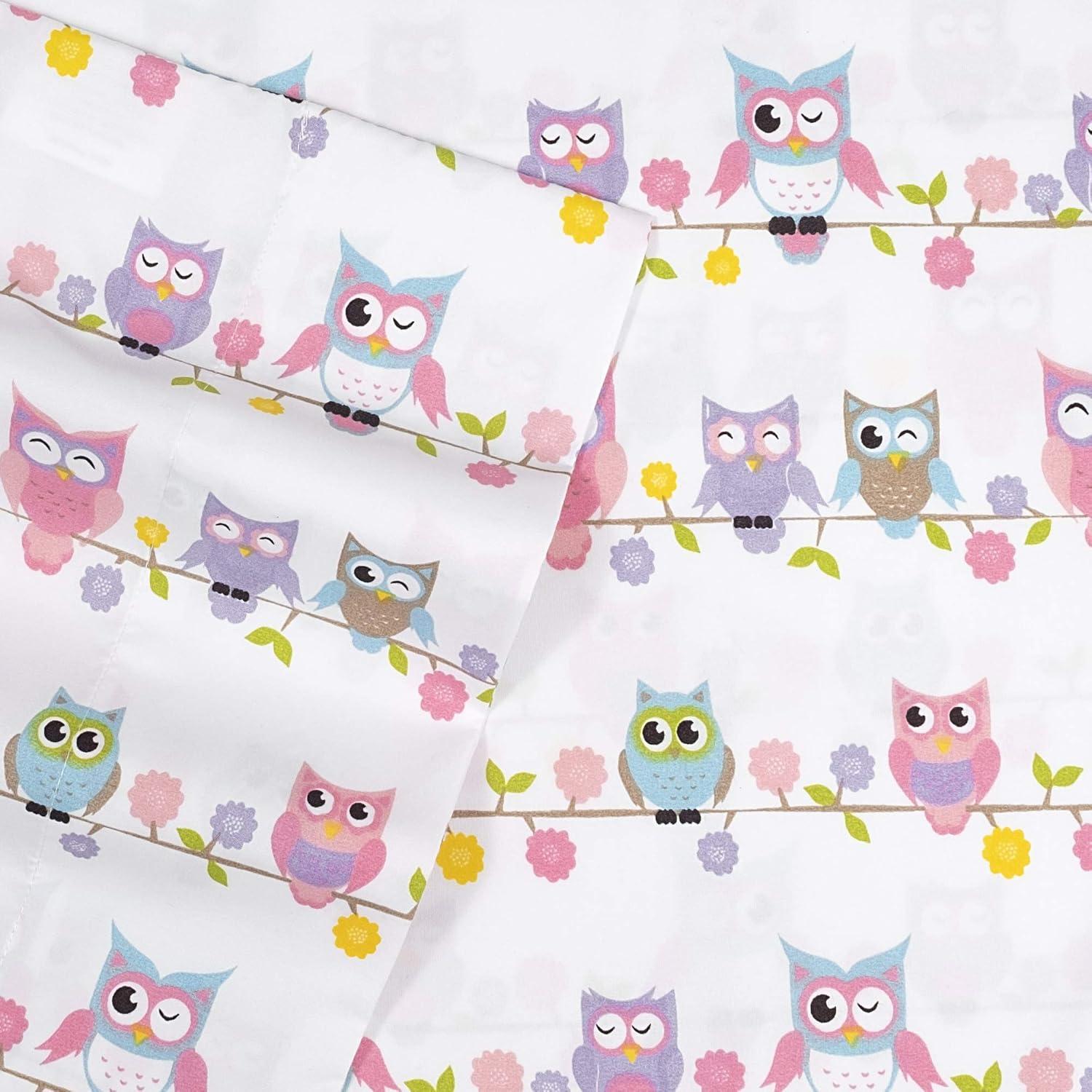 Sweet Home Collection Colorful Owls Microfiber Kids Sheet Set