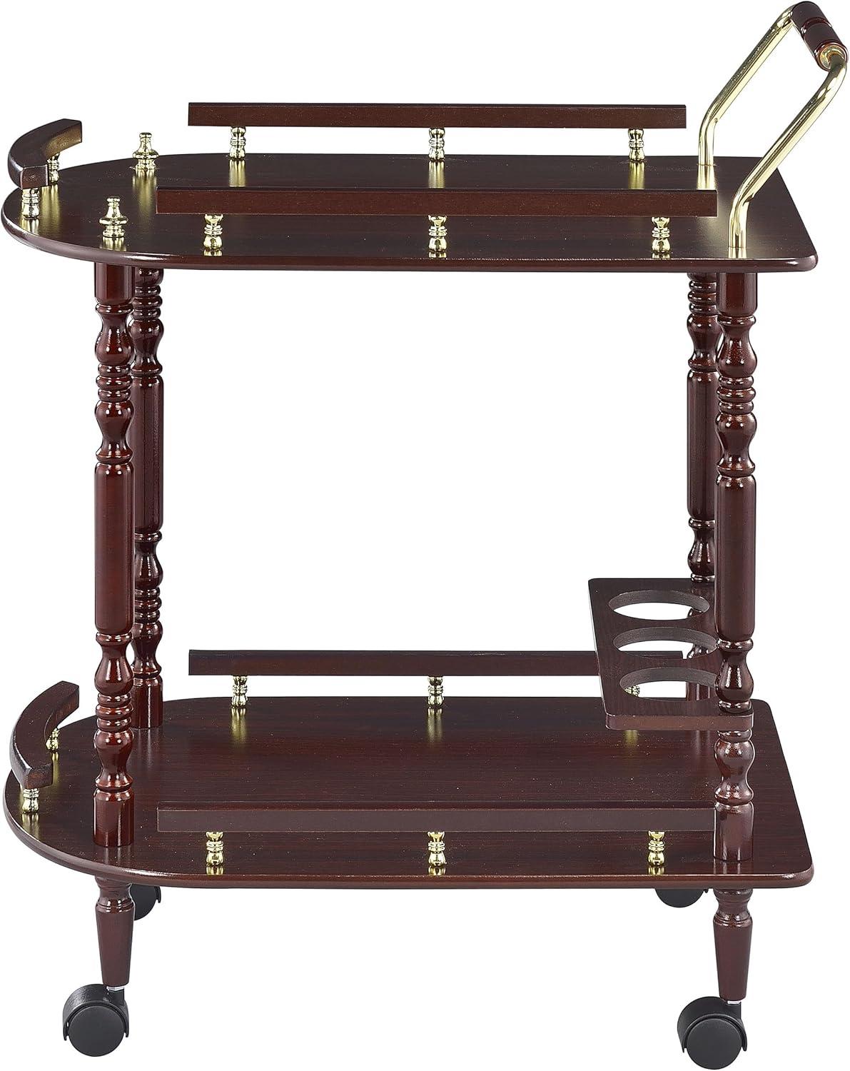 Coaster Palmer Traditional 2 Tier Wood Serving Cart Merlot/Brass