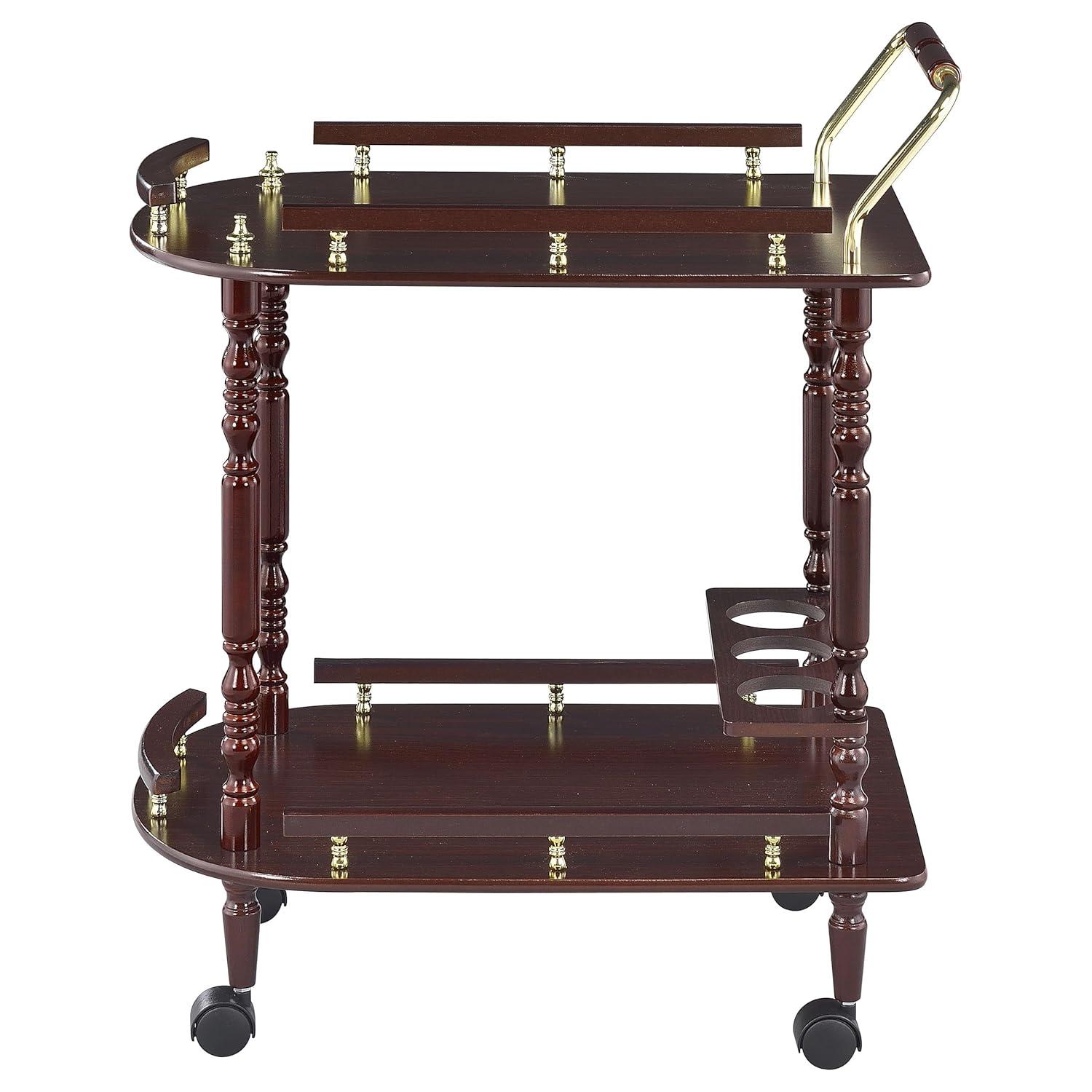 Coaster Palmer Traditional 2 Tier Wood Serving Cart Merlot/Brass