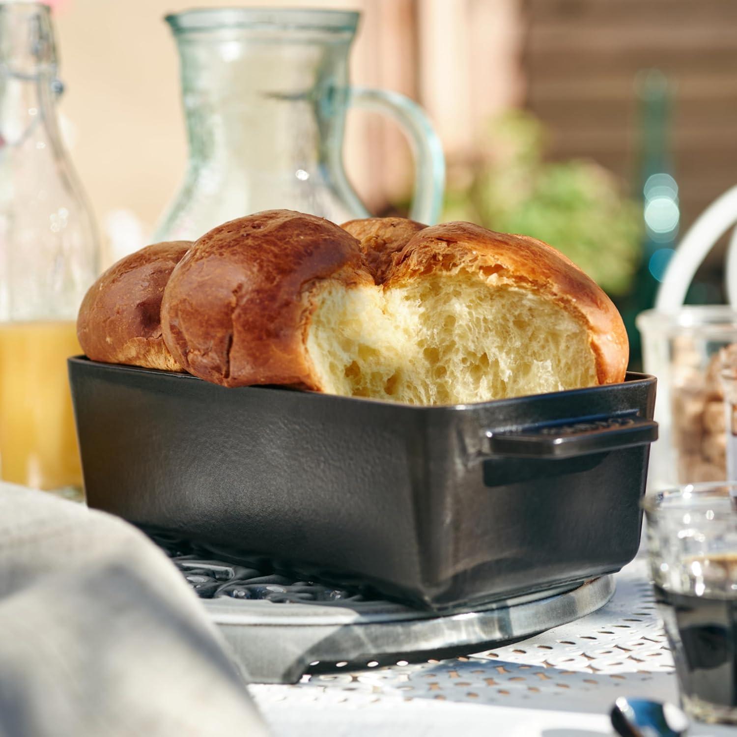 Staub Matte Black Cast Iron Non-stick Loaf Pan with Lid