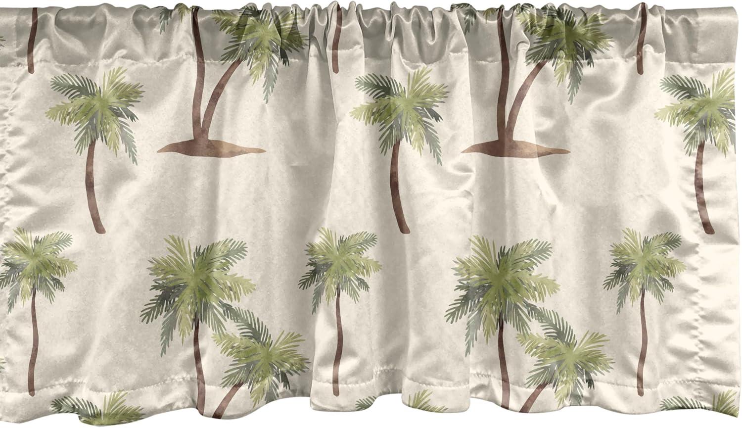 Ambesonne Hawaii Window Valance, Simplistic Palms Pattern, 54" X 12", Cream Cocoa and Khaki