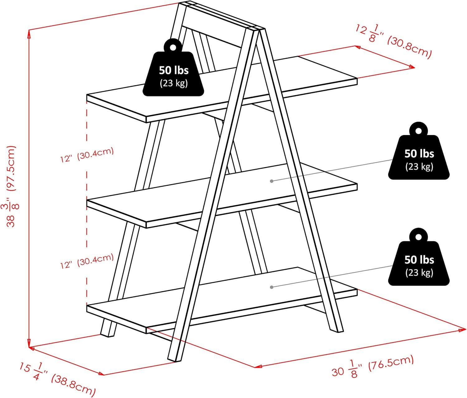 Black Wood 3-Tier A-Frame Ladder Shelf