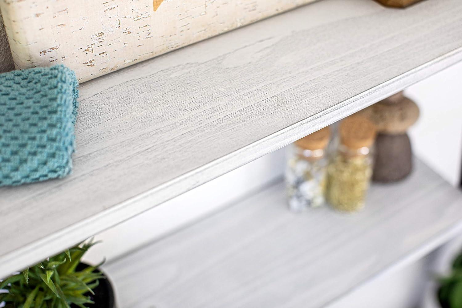 Rustic White and Black 2-Tier Floating Wall Shelf