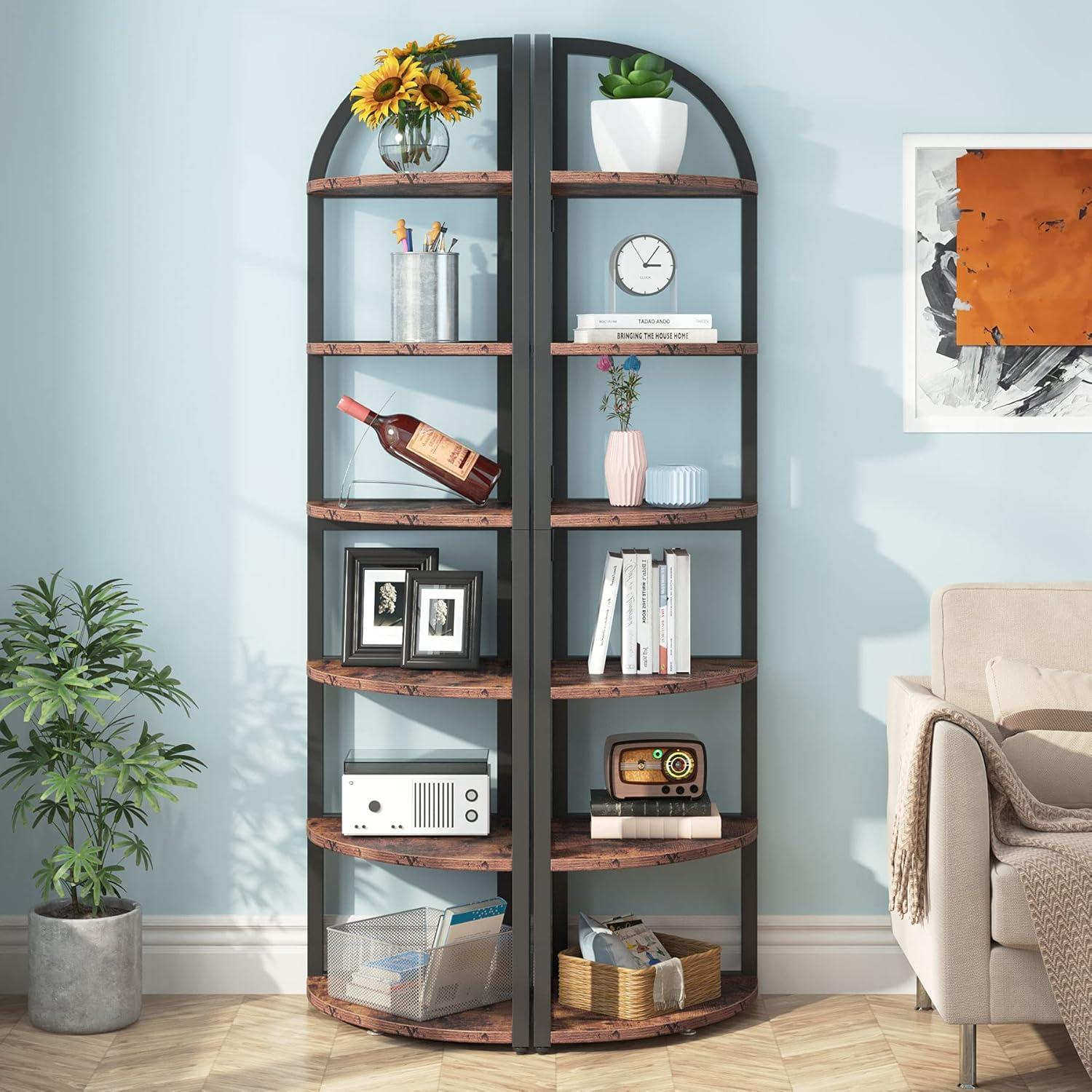 Hommoo 6-Tier Corner Shelf, 71 inch Tall Corner Bookshelf for Small Space
