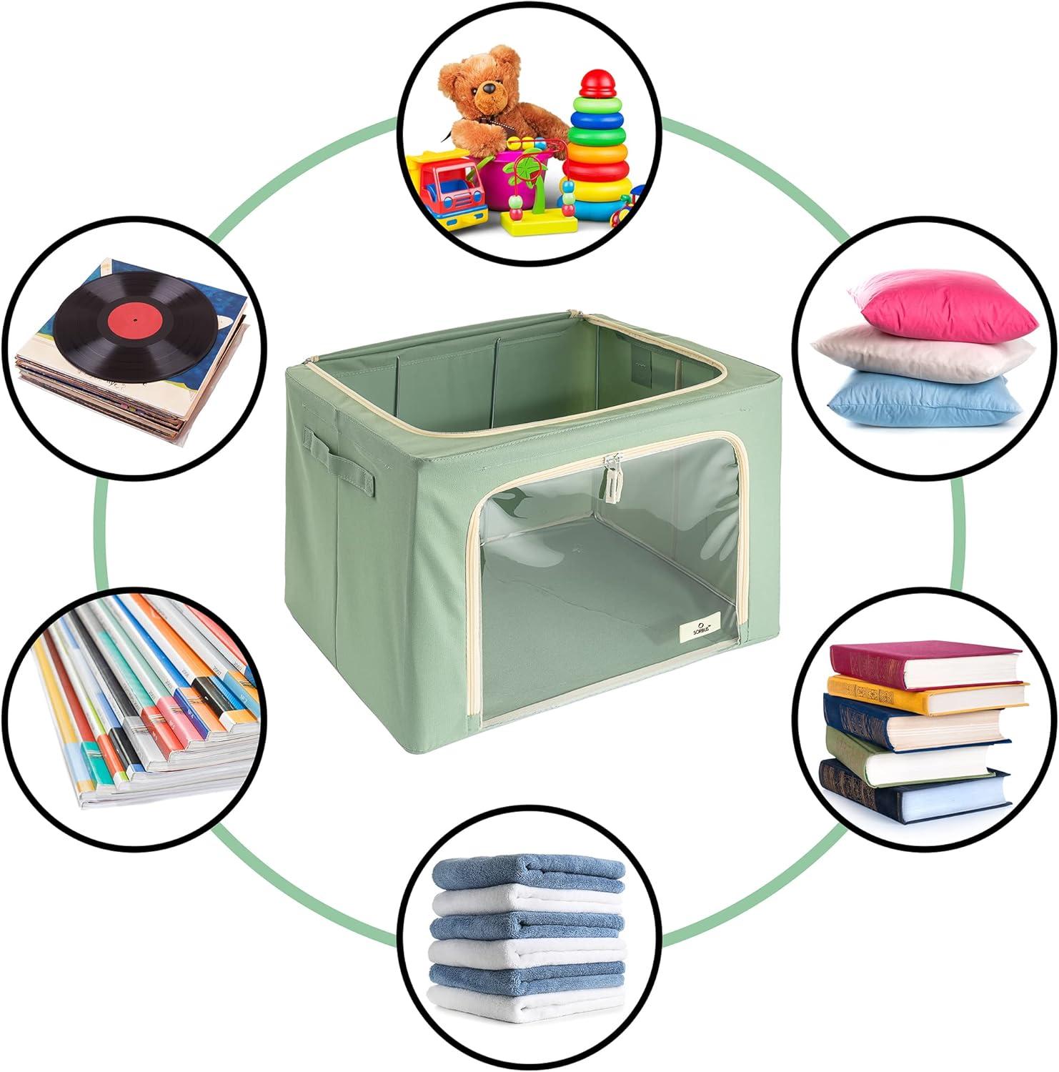 Green Collapsible Fabric Storage Cube with Clear Window