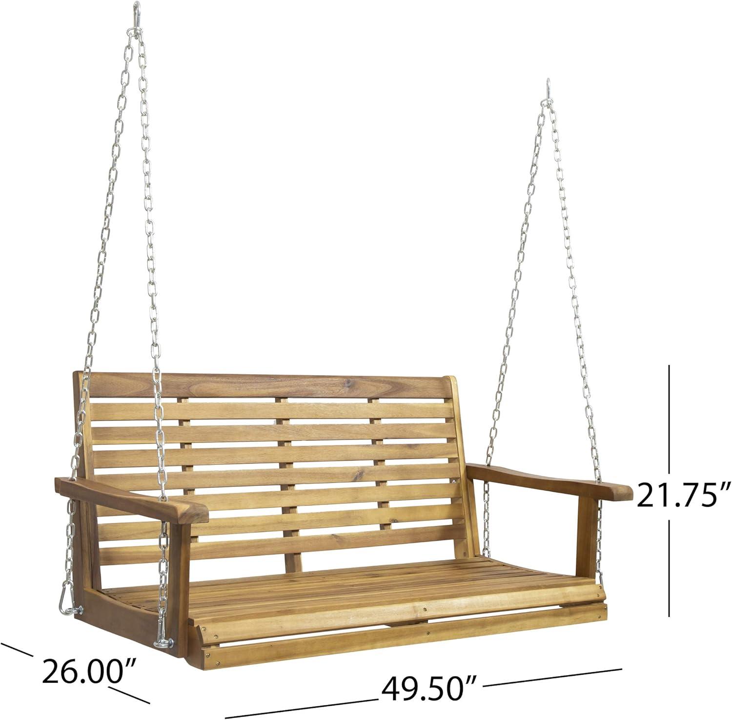 GDF Studio Viola Outdoor Acacia Wood Porch Swing, Teak