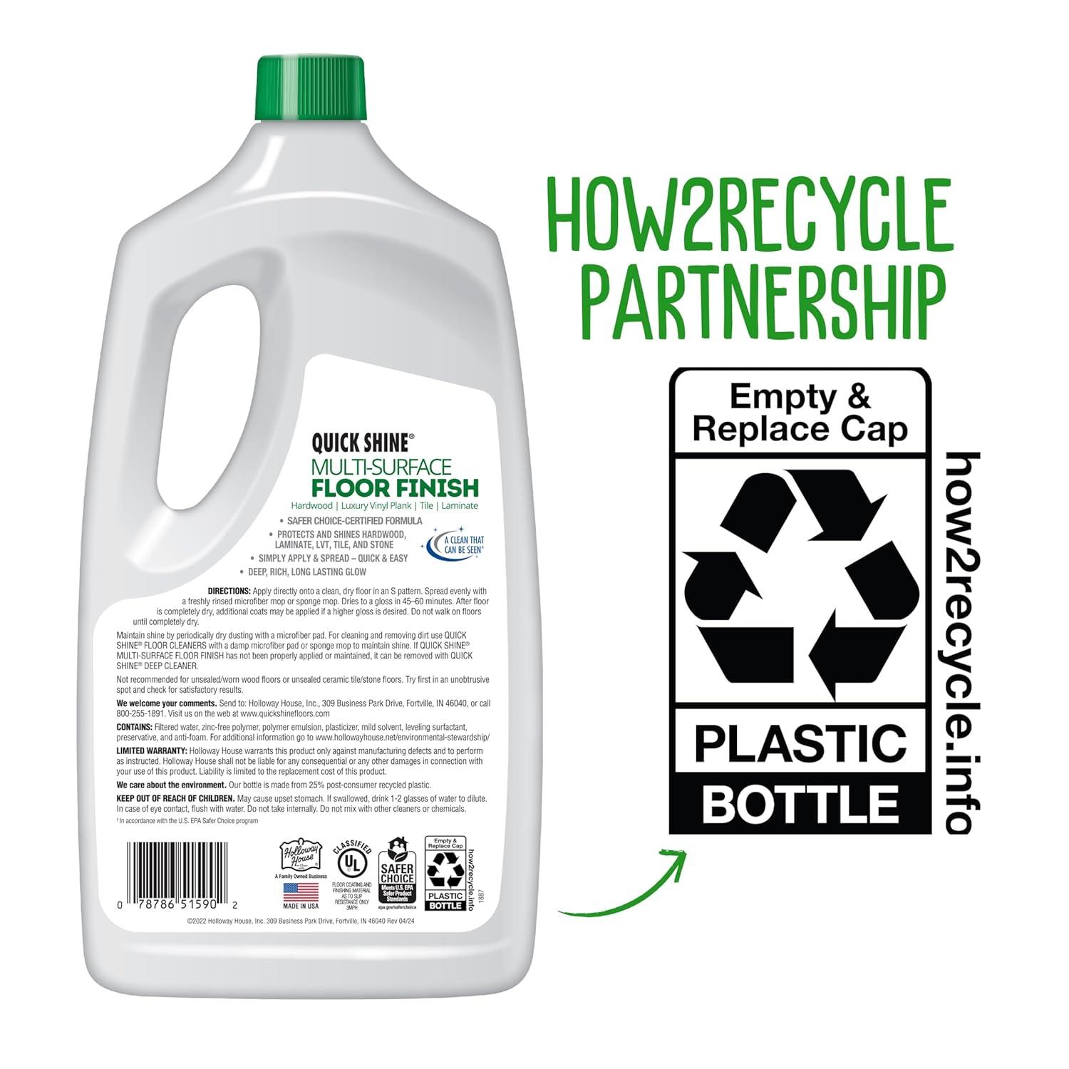 Quick Shine Multi-Surface Floor Finish & Polish, PFAS-Free Formula, 64 fl oz