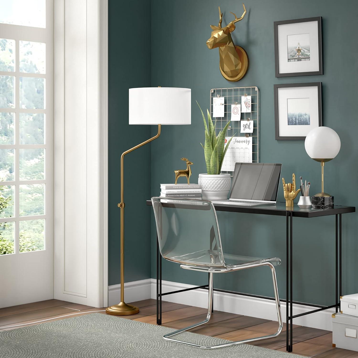 Callum Adjustable Height 66" Smart Floor Lamp in Brushed Brass