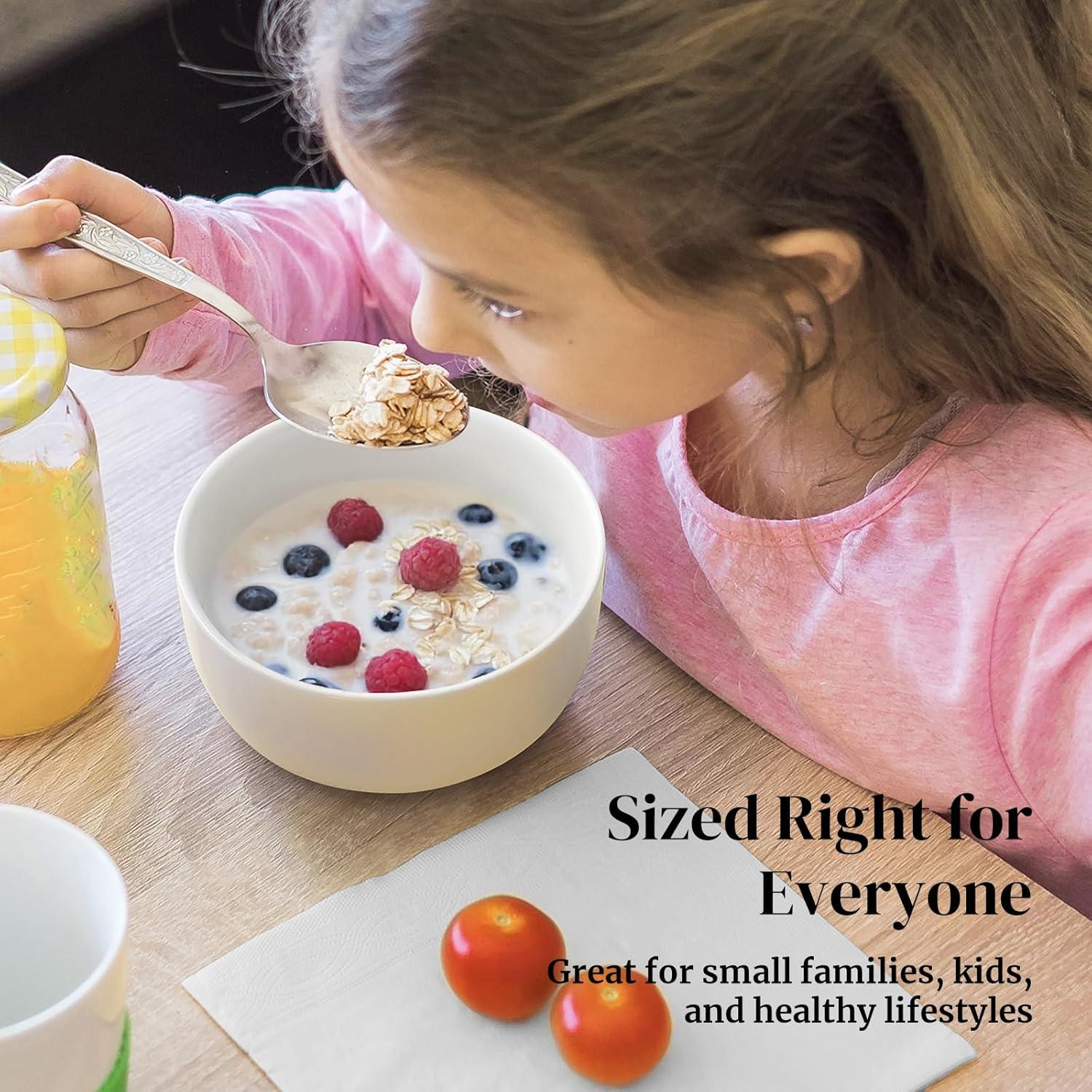 DOWAN 10 OZ Ice Cream Bowls - 4.25" Ceramic Dessert Bowl Set of 6 - Porcelain Small Bowls, Bouillon Cups for Side Dishes, Ice Cream, Oatmeal, Fruit, Portion Control - Dishwasher Microwave Safe