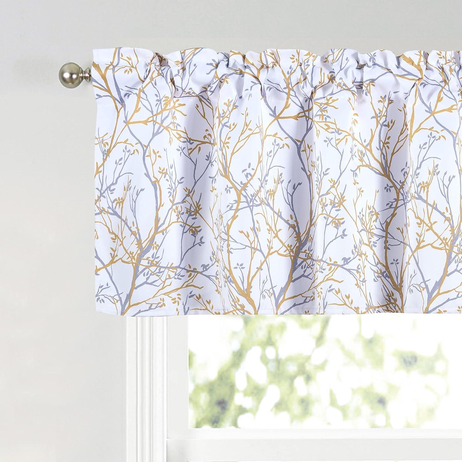 Floral Flower Thermal Insulated Energy Saving Window Curtain Valance for Living Room/Bedroom/Kitchen/Kids Rod Pocket 52 by 18 Inch