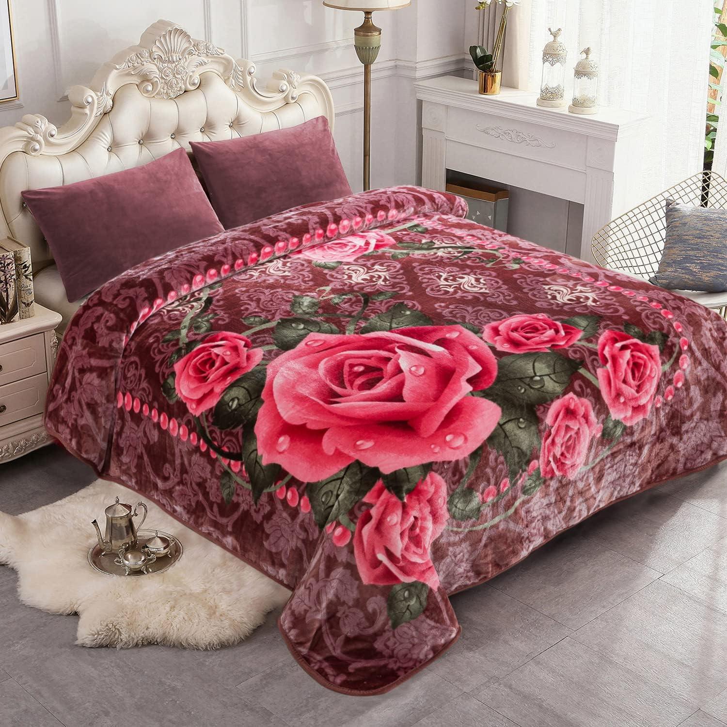 JYK Plush Fleece Blanket Queen Size 91" x 75", 3.7LBs 1 Ply Soft Korean Mink Warm Lightweight Blanket for Bed Couch for Spring Autumn Winter