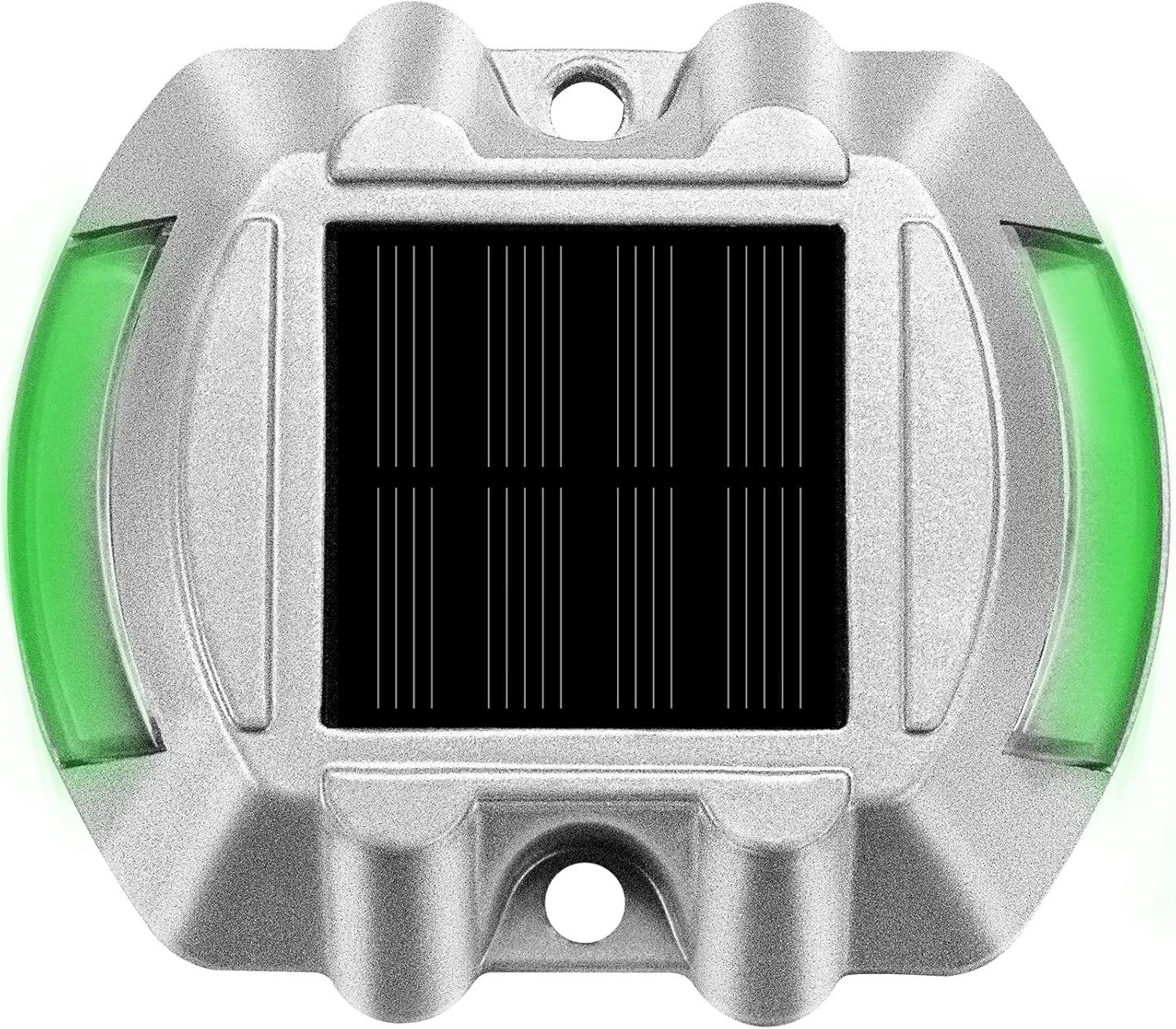 Happybuy Solar Driveway Lights - 8 Pack with Switch Button, Wireless Deck Lights - 6 LEDs for Path, Garden, Walkway & Sidewalk - Bright Green