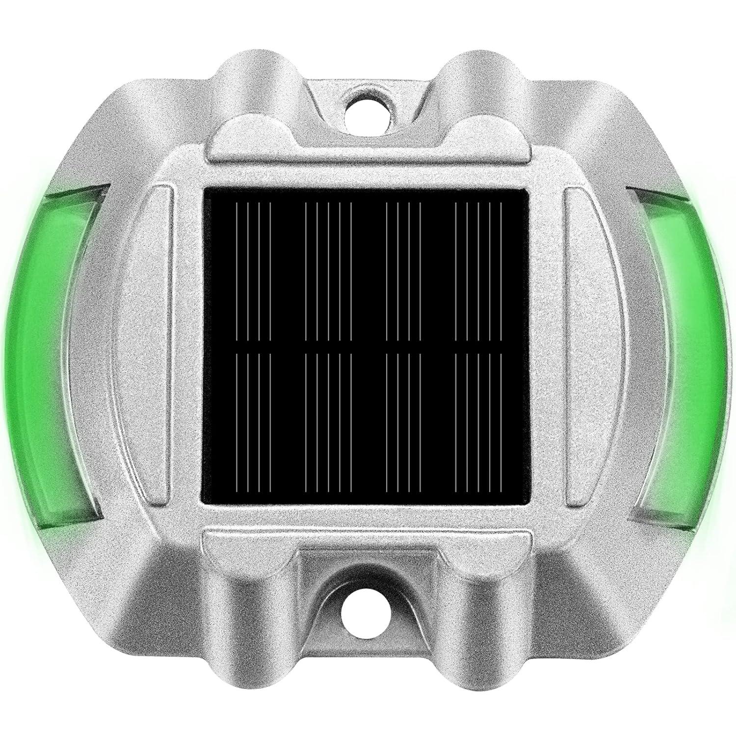 Happybuy Solar Driveway Lights - 8 Pack with Switch Button, Wireless Deck Lights - 6 LEDs for Path, Garden, Walkway & Sidewalk - Bright Green