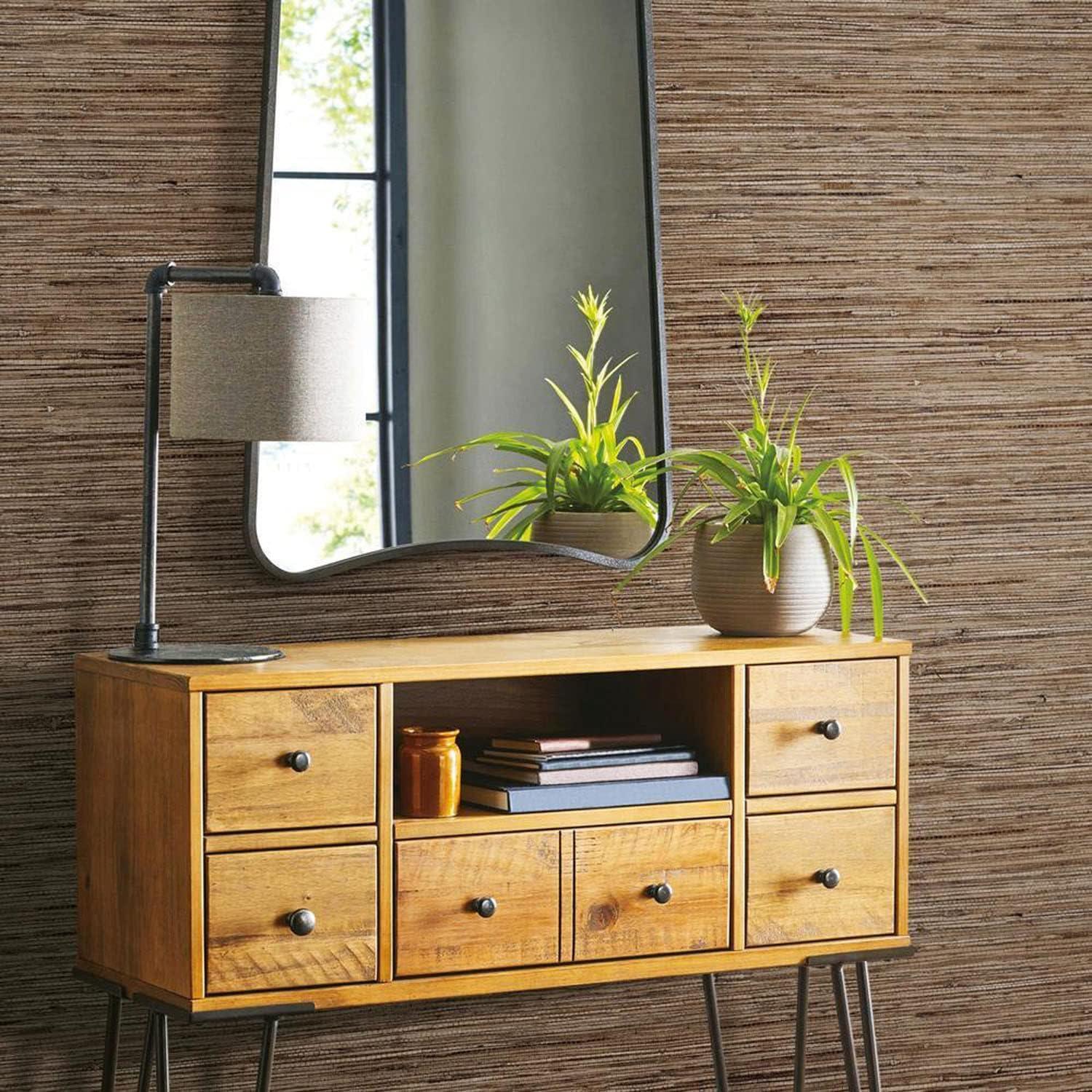 RoomMates Grasscloth Brown Peel & Stick Wallpaper